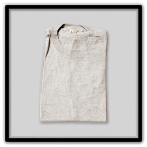 Heather gray vintage blank T-shirt folded flat with the neckline visible.