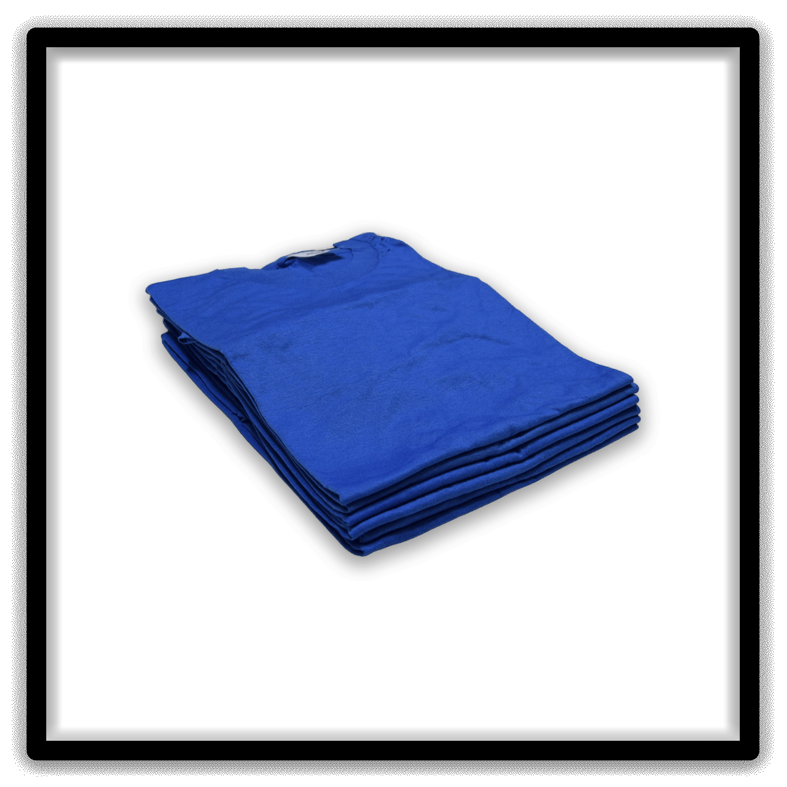 Printer's Dozen - 12 Vintage Double-Stitch Blank T-Shirts - Blue / XL, angled stack