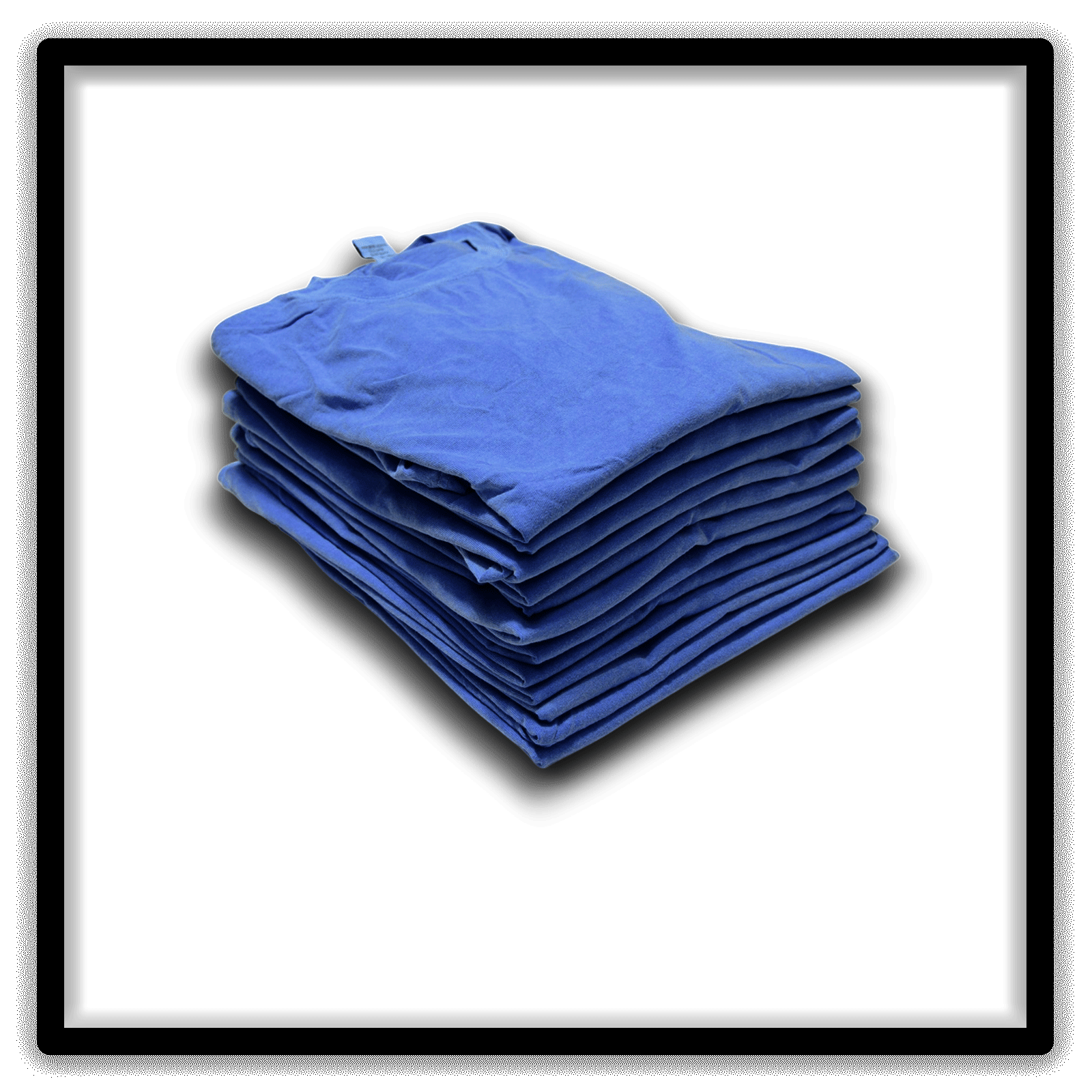 Printer's Dozen of vintage double-stitch blank T-shirts in blue, size XL - stack view