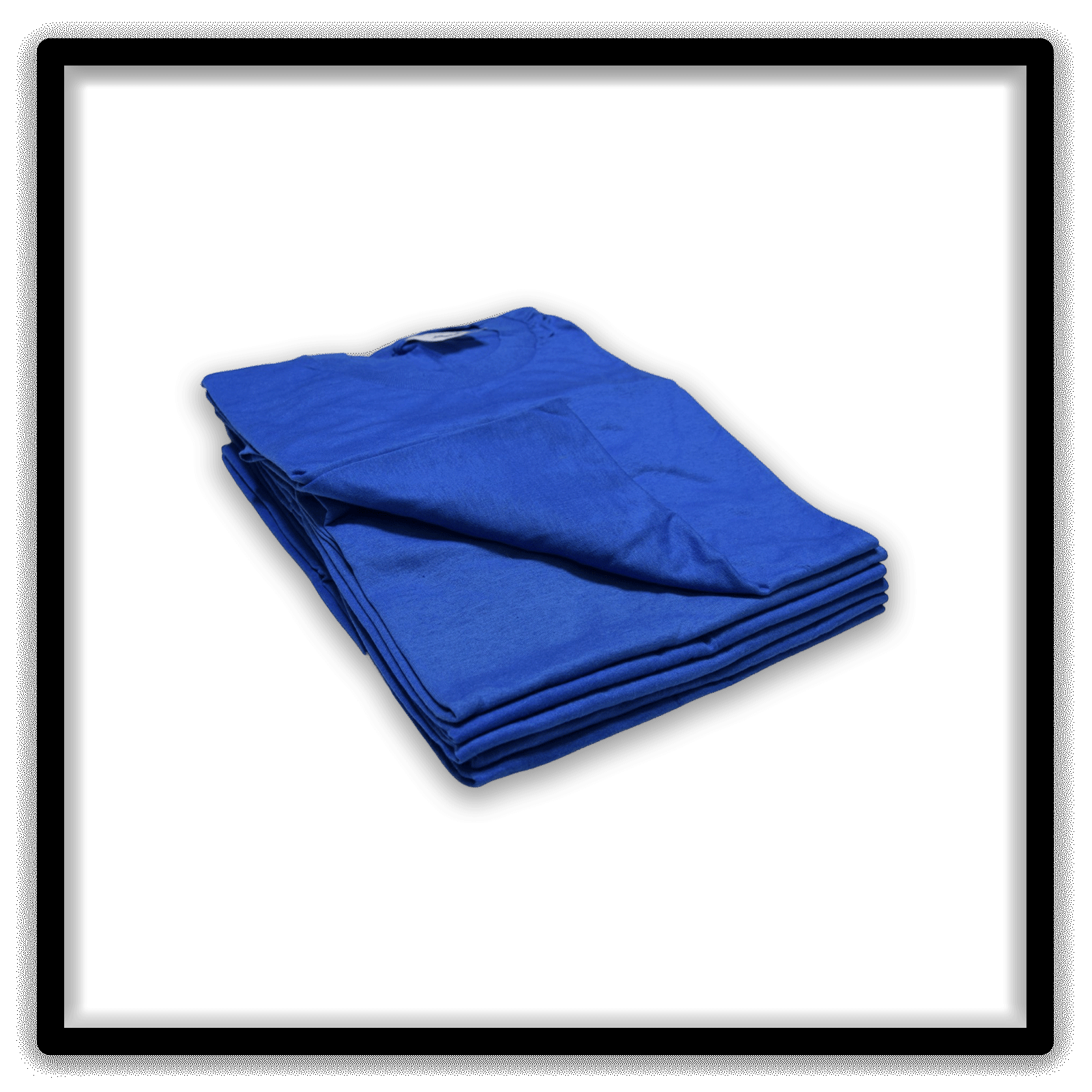 Printer's Dozen - 12 Vintage Double-Stitch Blank T-Shirts - Blue / XL, angled stack alternate