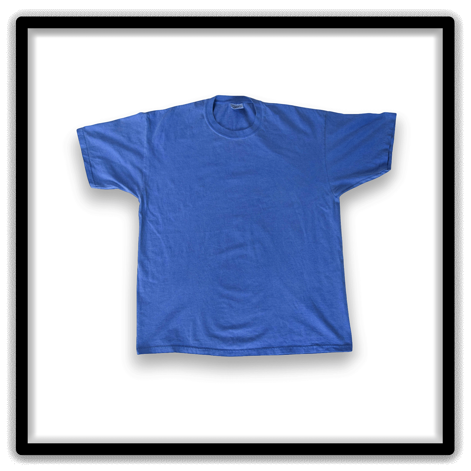 Front view of a vintage double-stitch blank T-shirt in blue, size XL, from the Printer's Dozen
