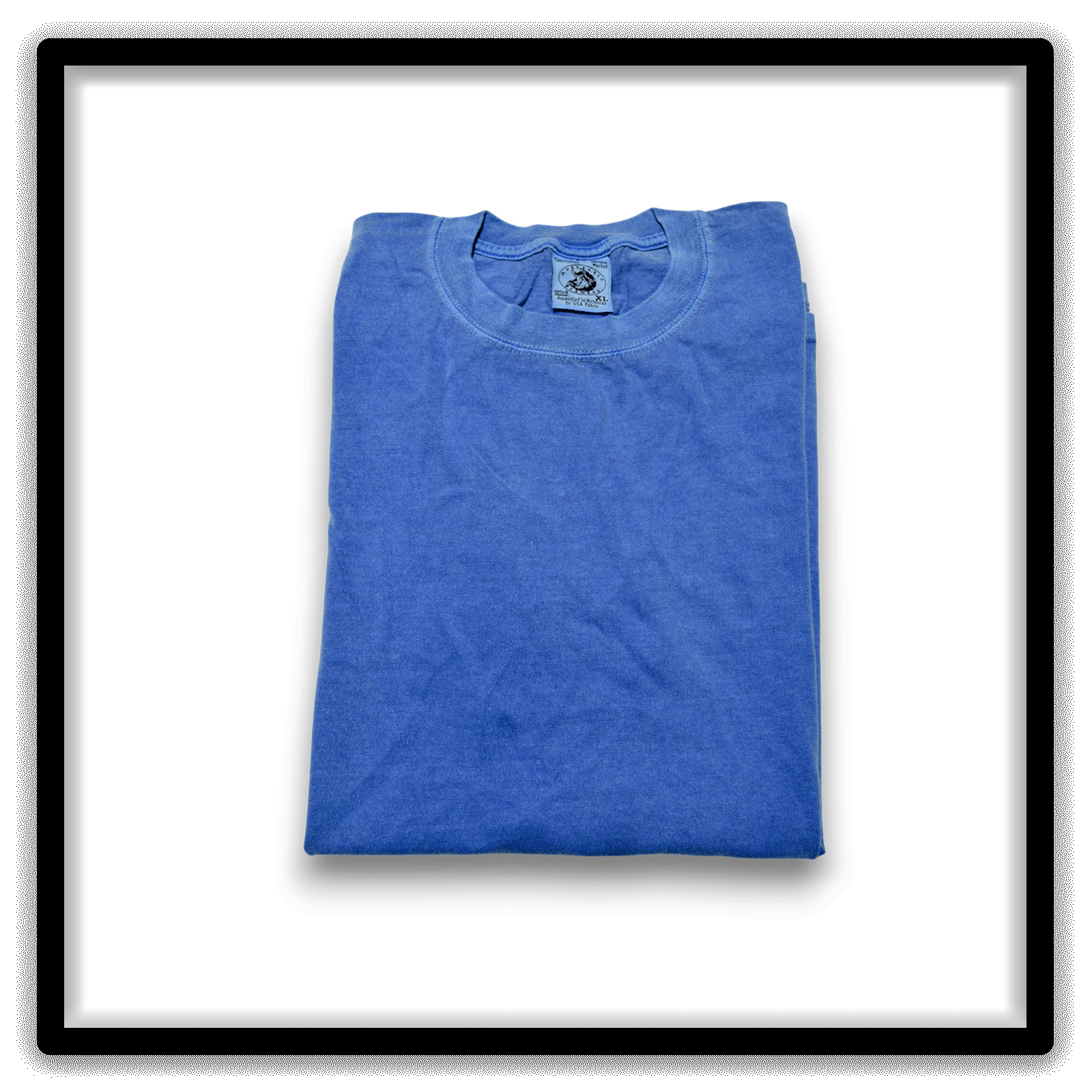 Printer's Dozen of vintage double-stitch blank T-shirts in blue, size XL - folded view