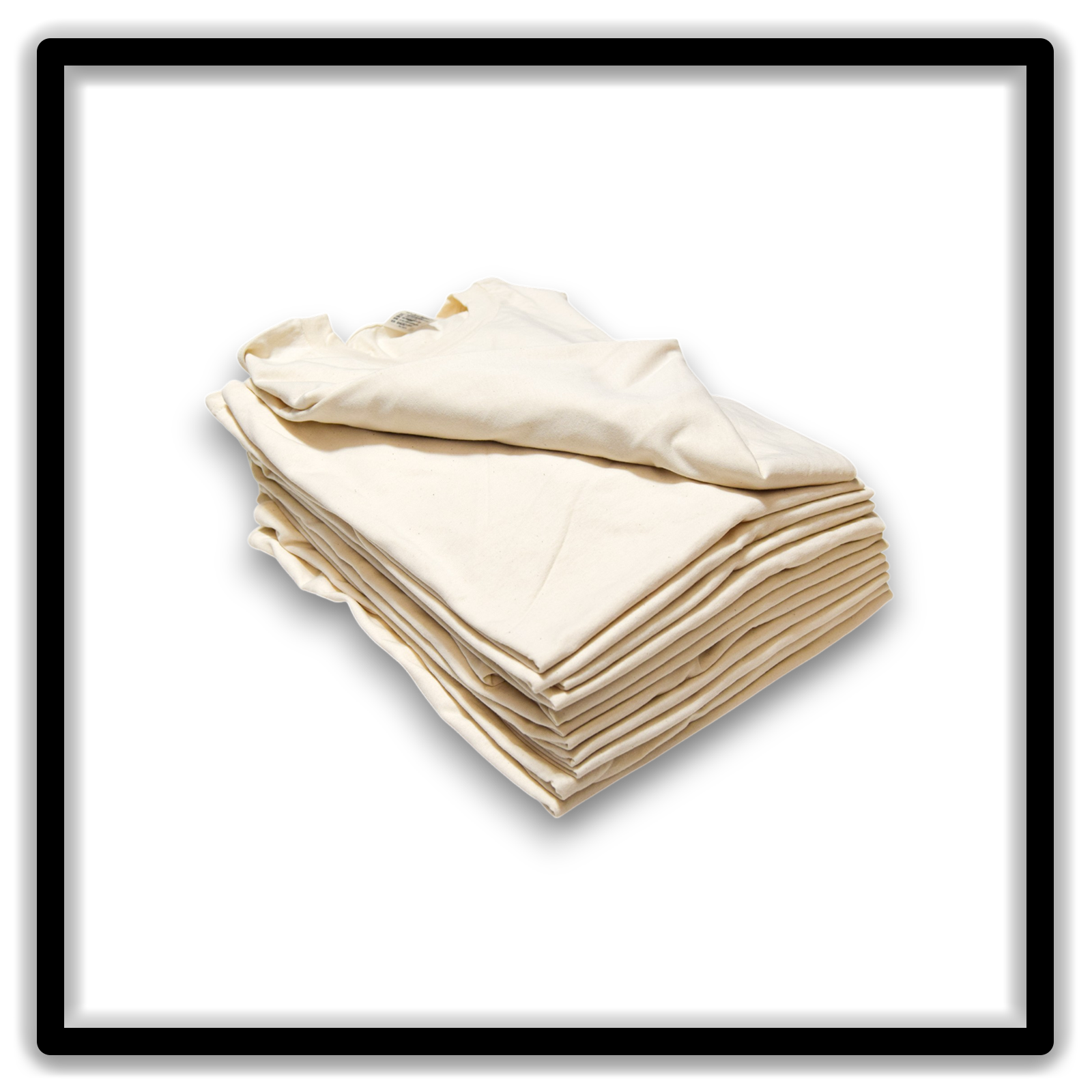 Printer's Dozen of vintage double-stitch blank T-shirts in cream, size XL - angle view