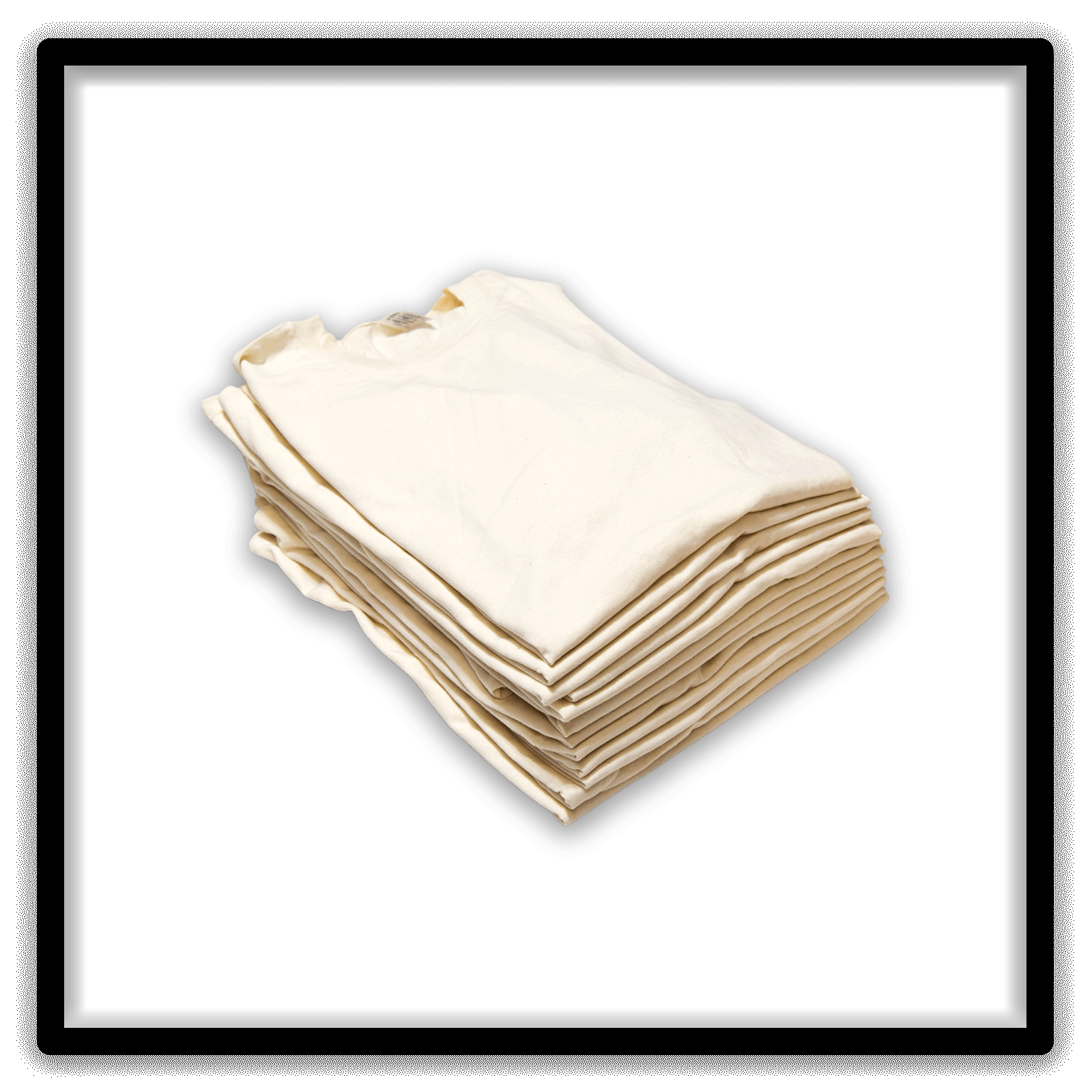 Printer's Dozen - 12 Vintage Double-Stitch Blank T-Shirts - Cream / XL, angled stack