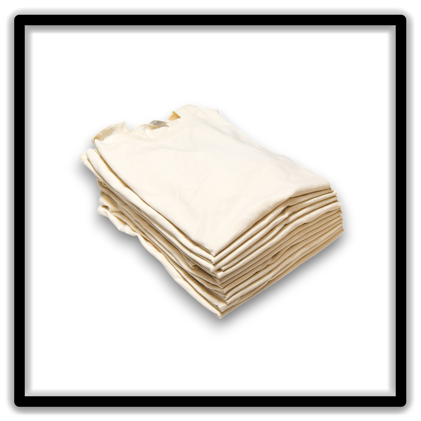 Printer's Dozen of vintage double-stitch blank T-shirts in cream, size XL - angle alternate view