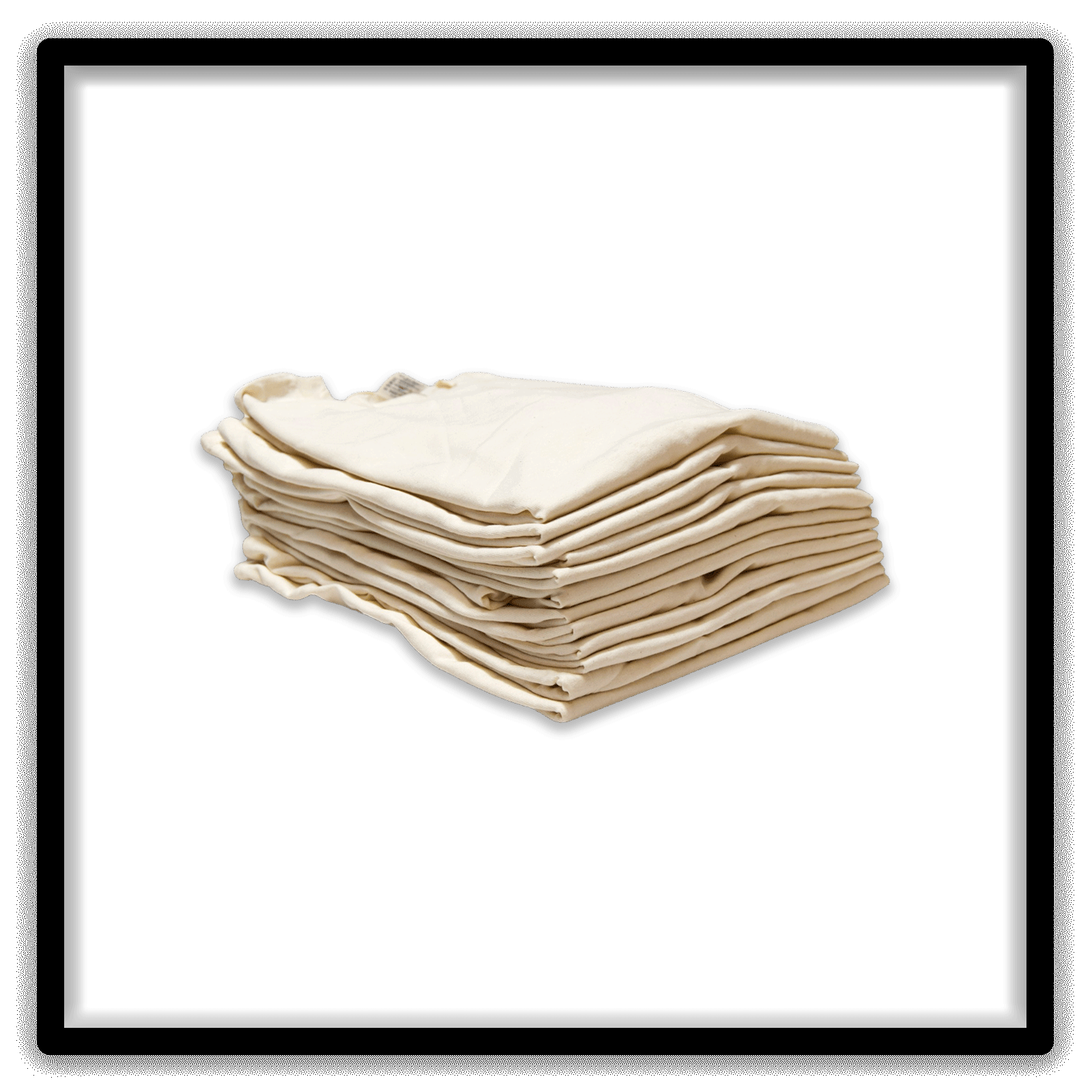 Printer's Dozen - 12 Vintage Double-Stitch Blank T-Shirts - Cream / XL, angled stack alternate