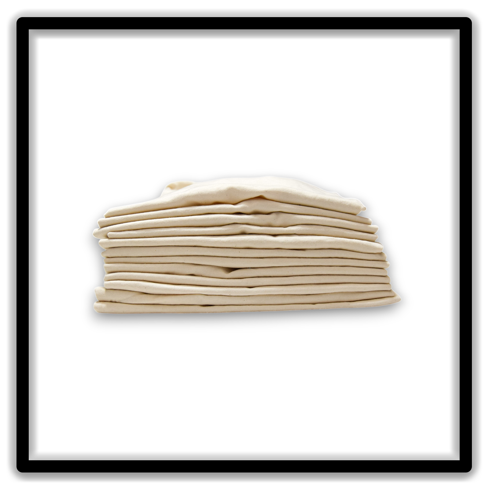 Printer's Dozen of vintage double-stitch blank T-shirts in cream, size XL - side stack view