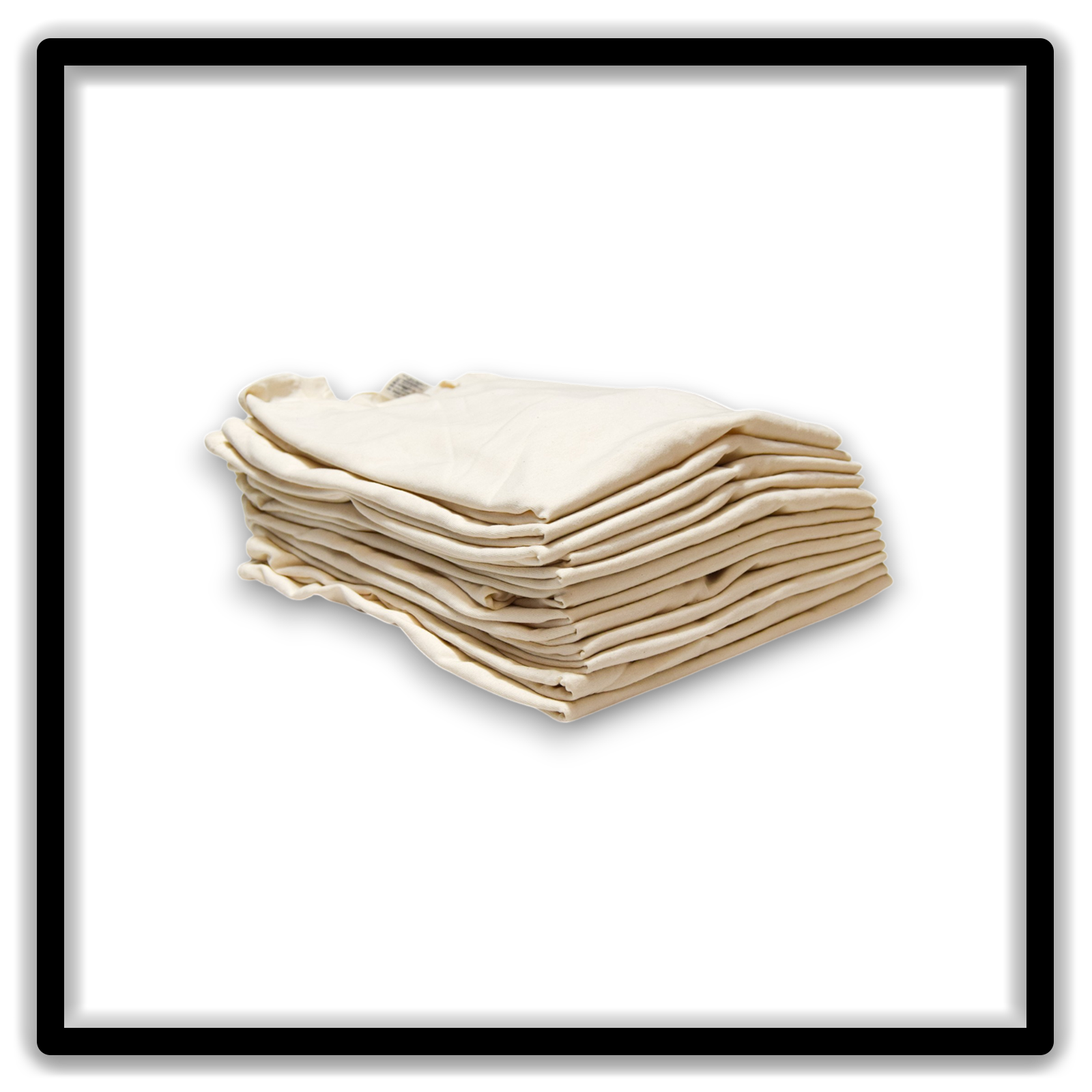 Printer's Dozen of vintage double-stitch blank T-shirts in cream, size XL - stack angle view