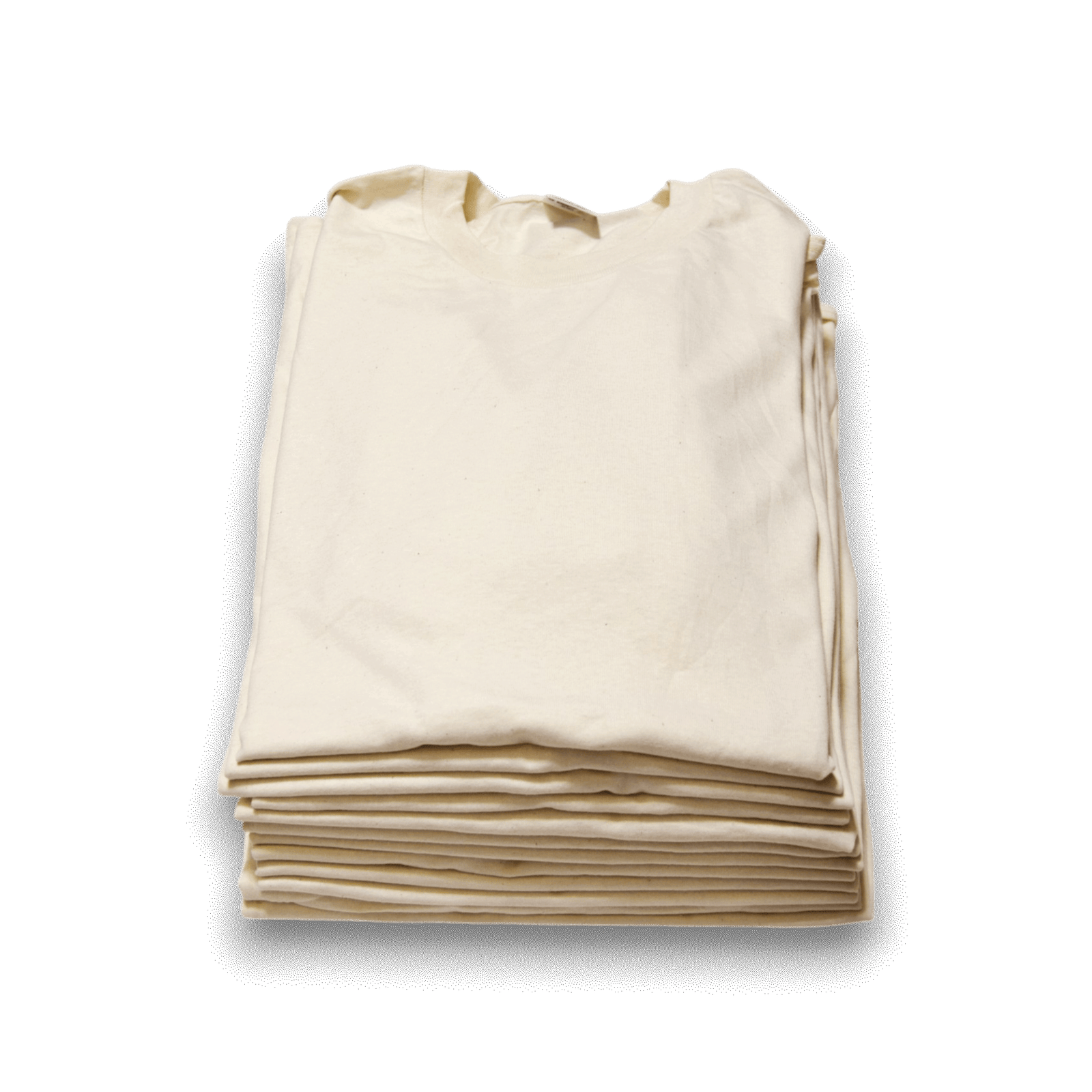 Printer's Dozen - 12 Vintage Double-Stitch Blank T-Shirts - Cream / XL, vertical stack