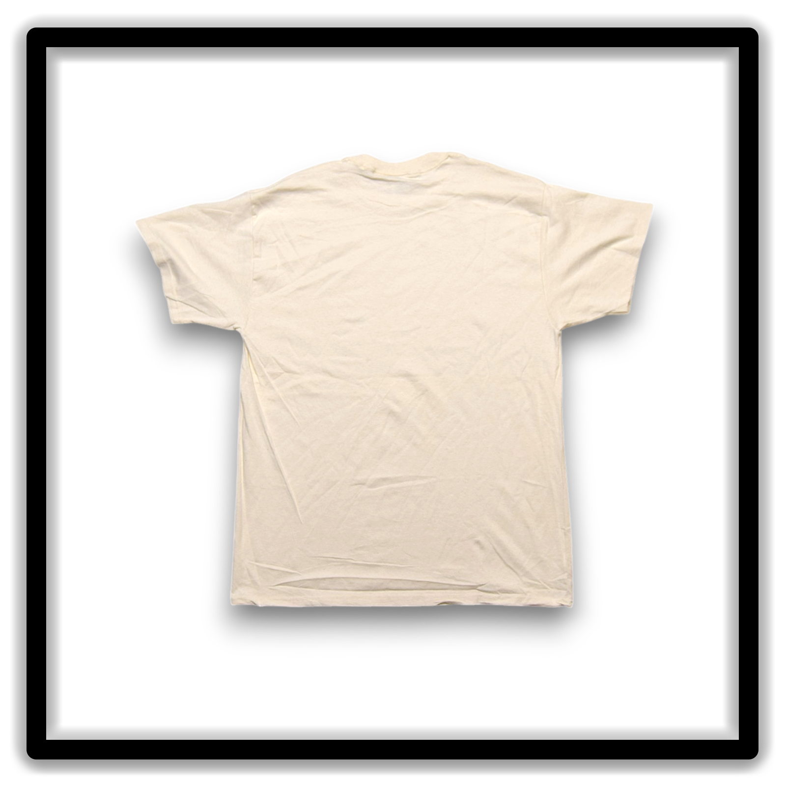 Back view of a vintage double-stitch blank T-shirt in cream, size XL, from the Printer's Dozen