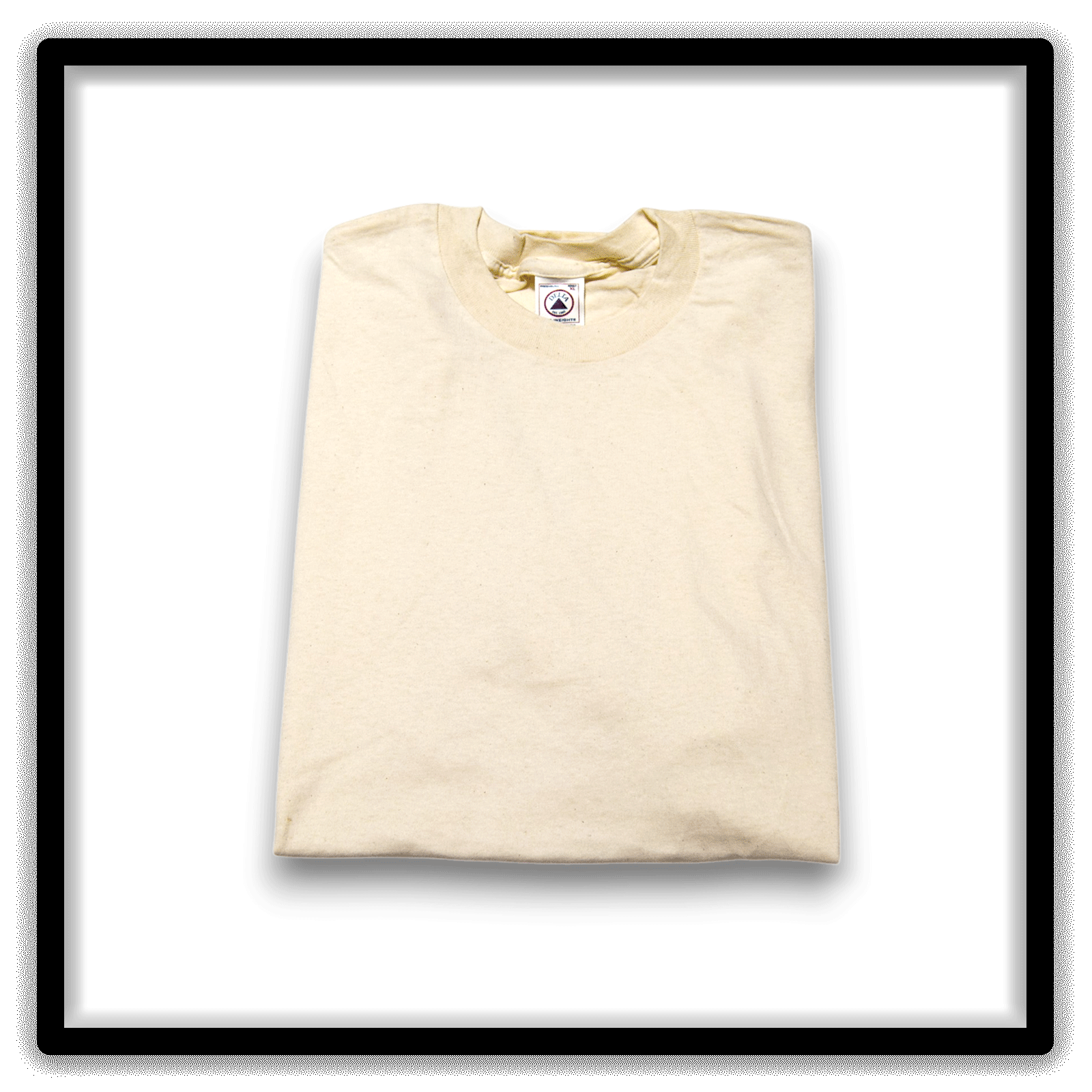 Printer's Half Dozen of vintage double-stitch blank T-shirts in cream, size XL - folded view