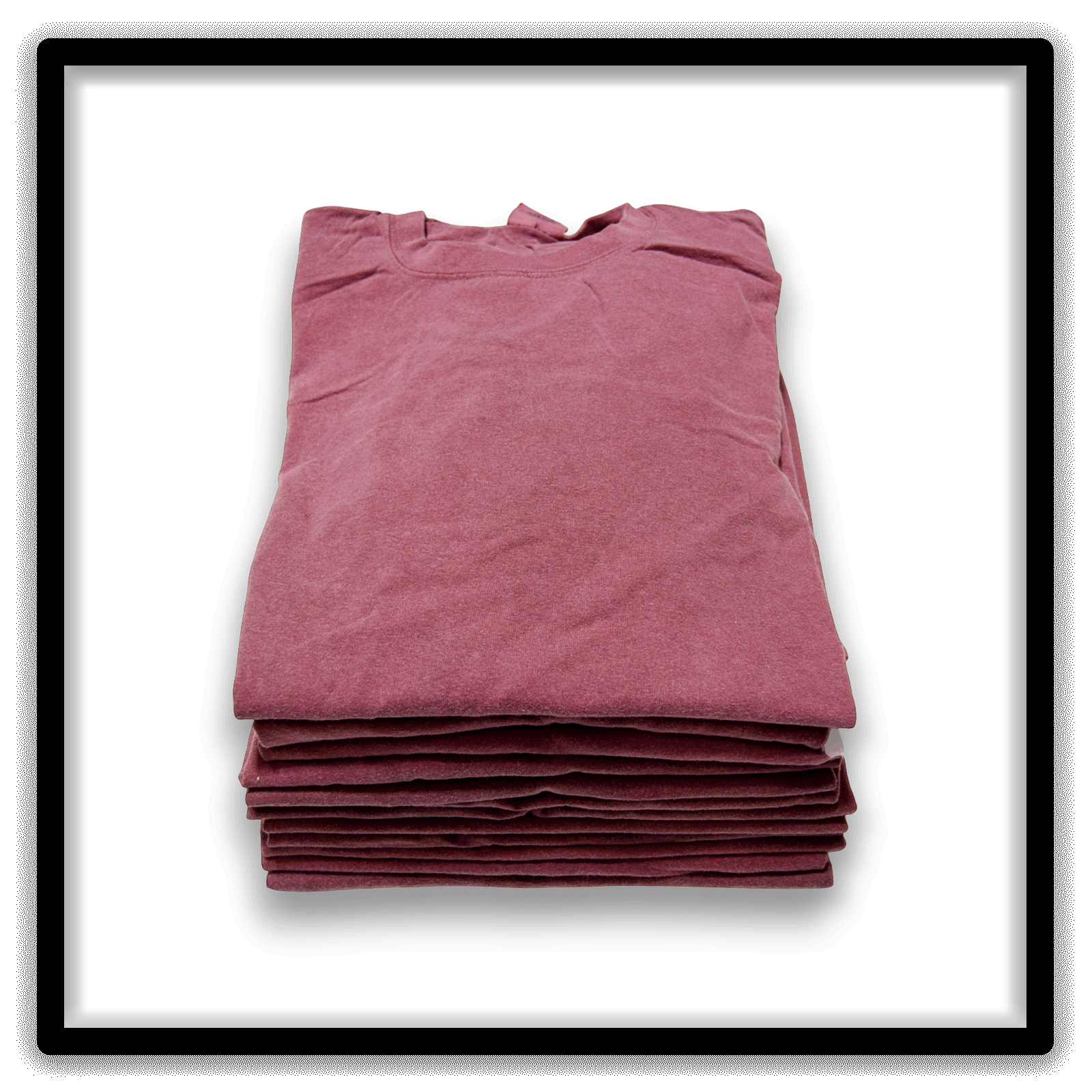 Printer's Dozen of vintage double-stitch blank T-shirts in maroon, size XL - stack view