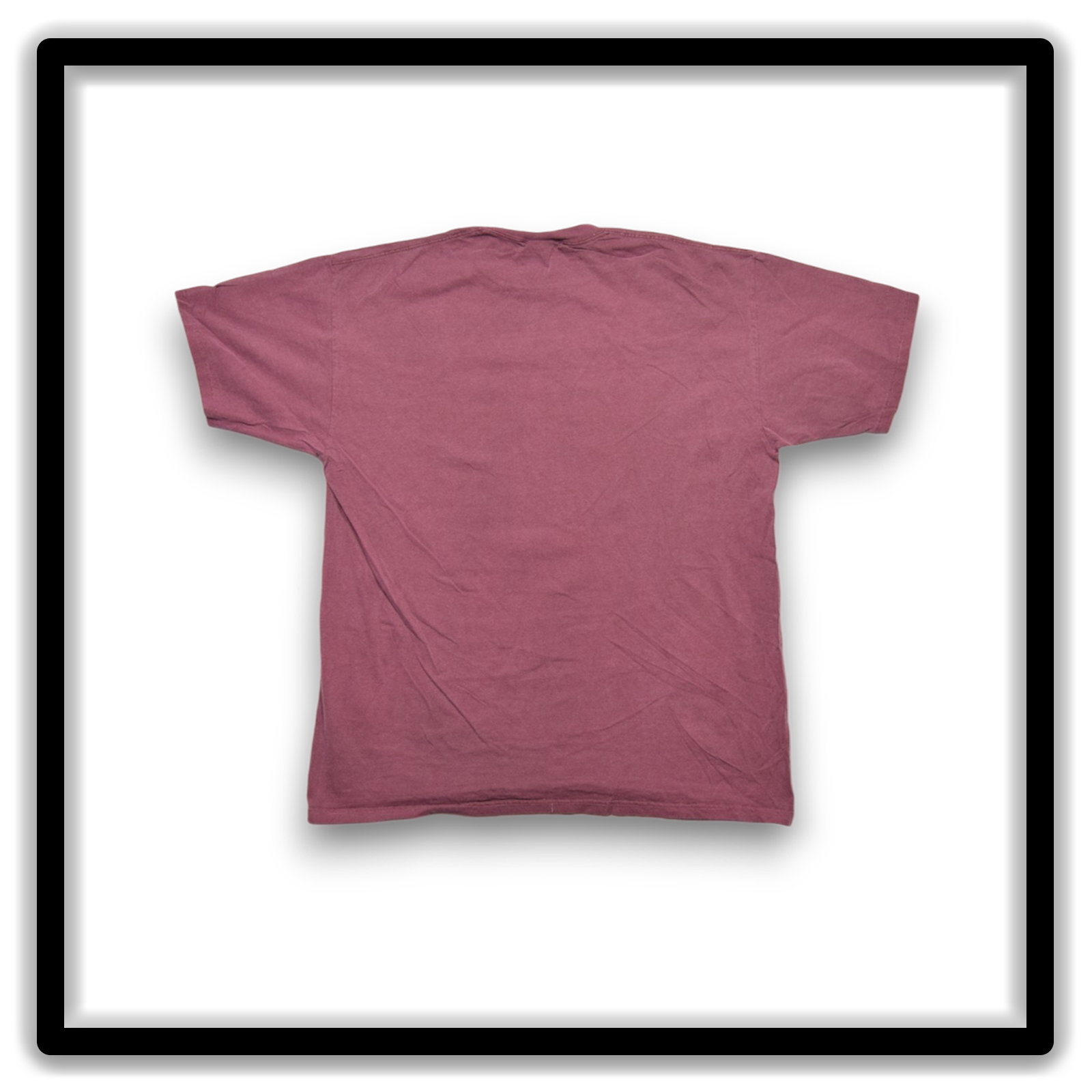 Back view of a vintage double-stitch blank T-shirt in maroon, size XL, from the Printer's Dozen