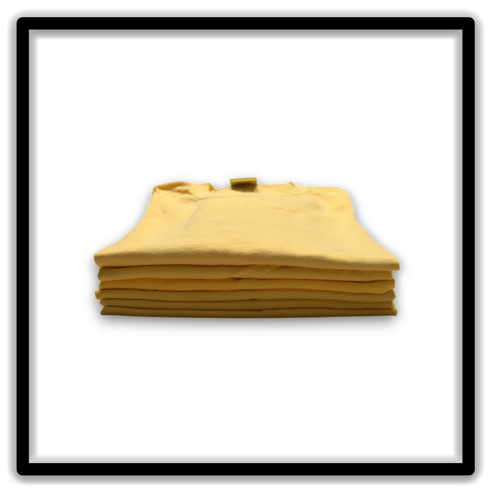 Printer's Half Dozen of vintage double-stitch blank T-shirts in yellow, size L - front stack view