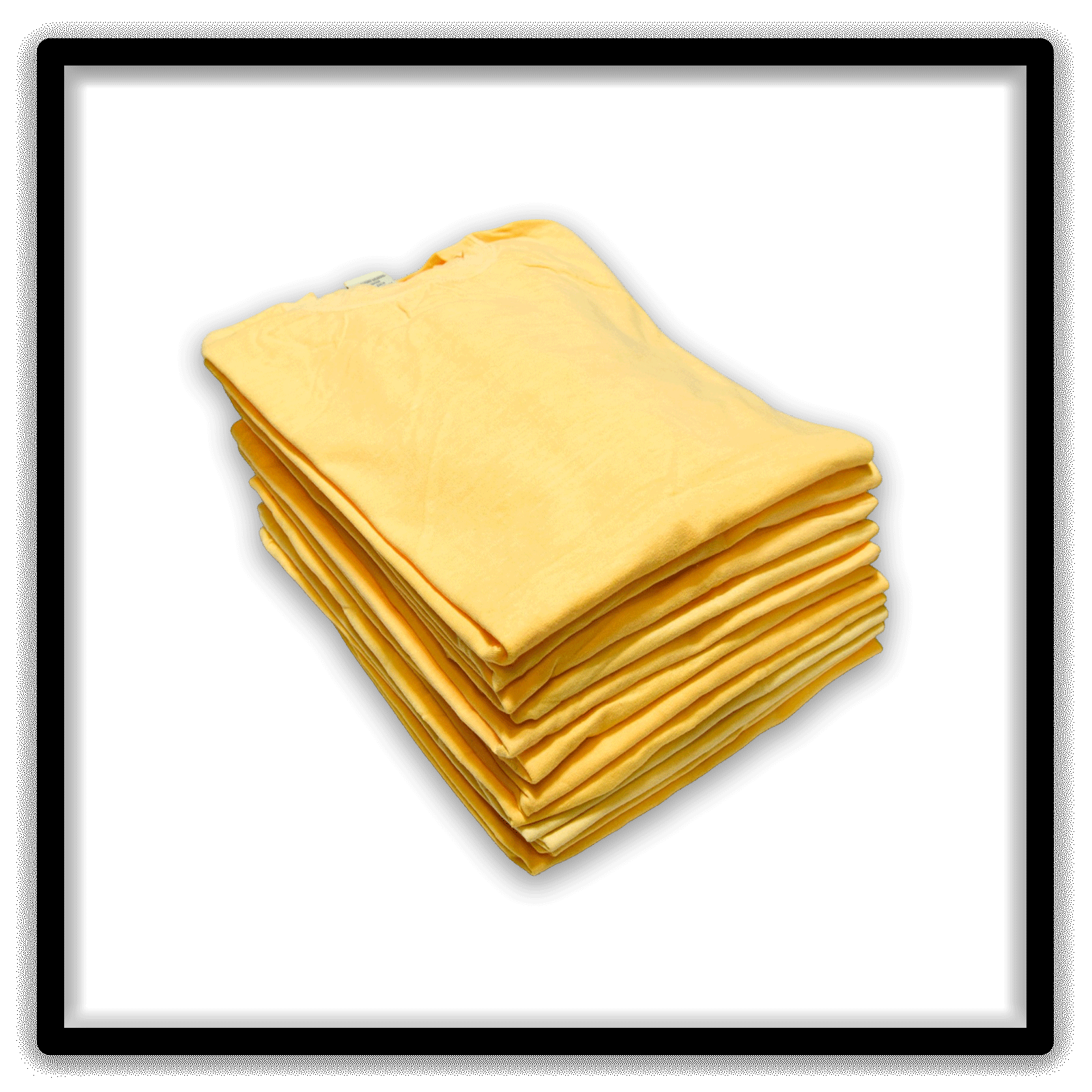 Printer's Dozen - 12 Vintage Double-Stitch Blank T-Shirts - Yellow / XL, angled stack