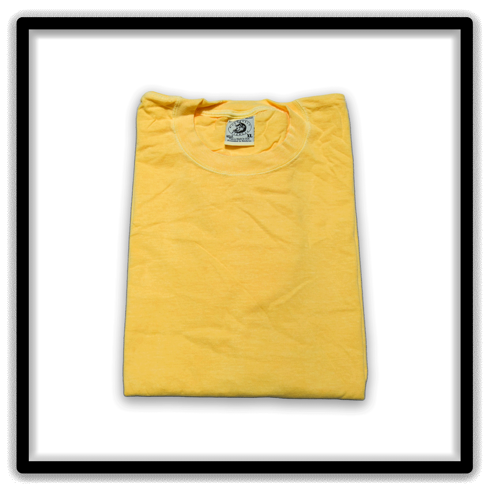 Printer's Dozen - 12 Vintage Double-Stitch Blank T-Shirts - Yellow / XL, folded shirt
