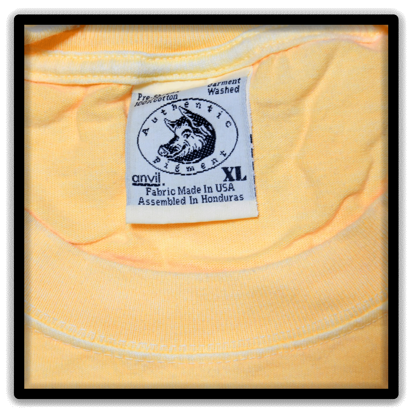 Printer's Dozen - 12 Vintage Double-Stitch Blank T-Shirts - Yellow / XL, collar tag detail