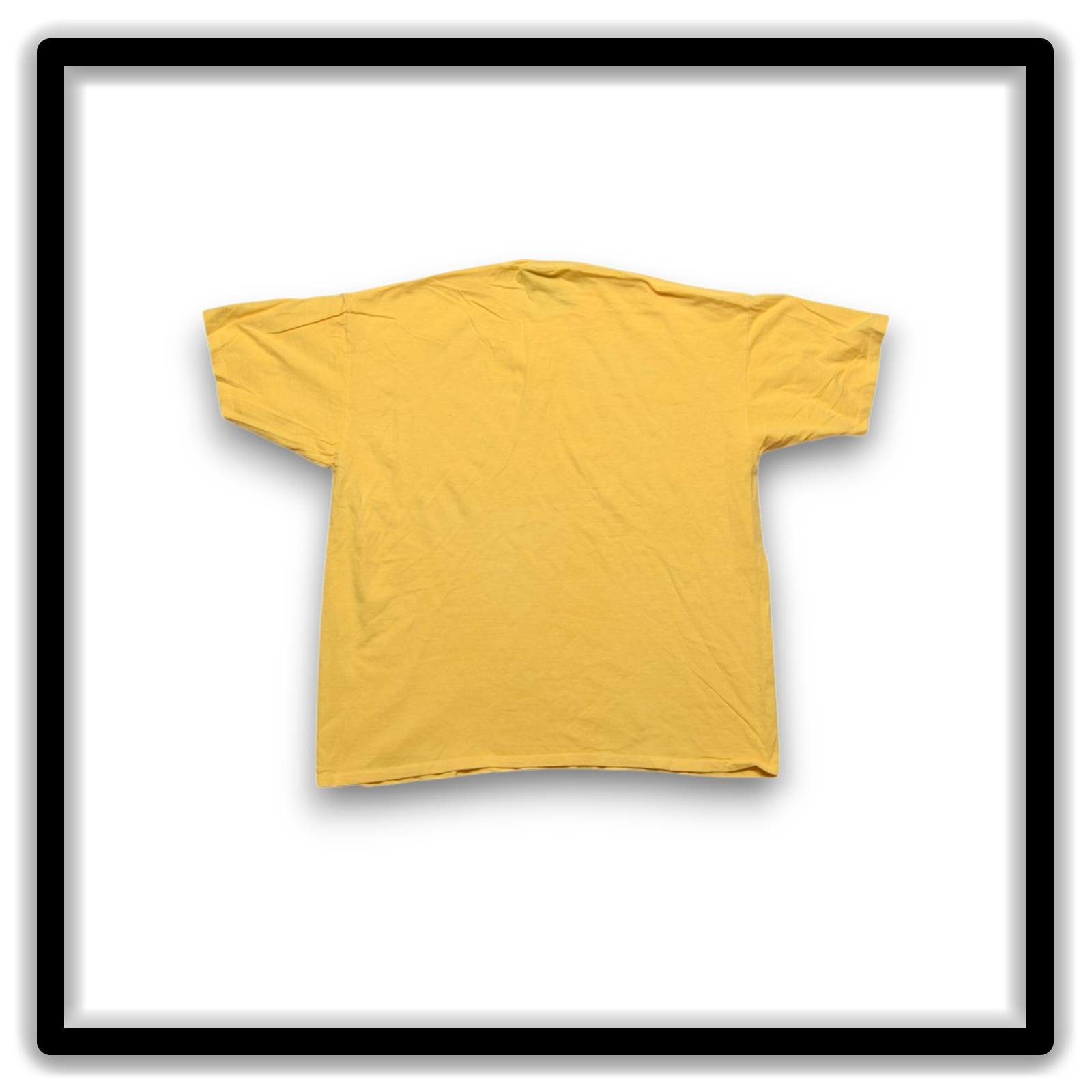 Back view of a vintage double-stitch blank T-shirt in yellow, size XL, from the Printer's Dozen