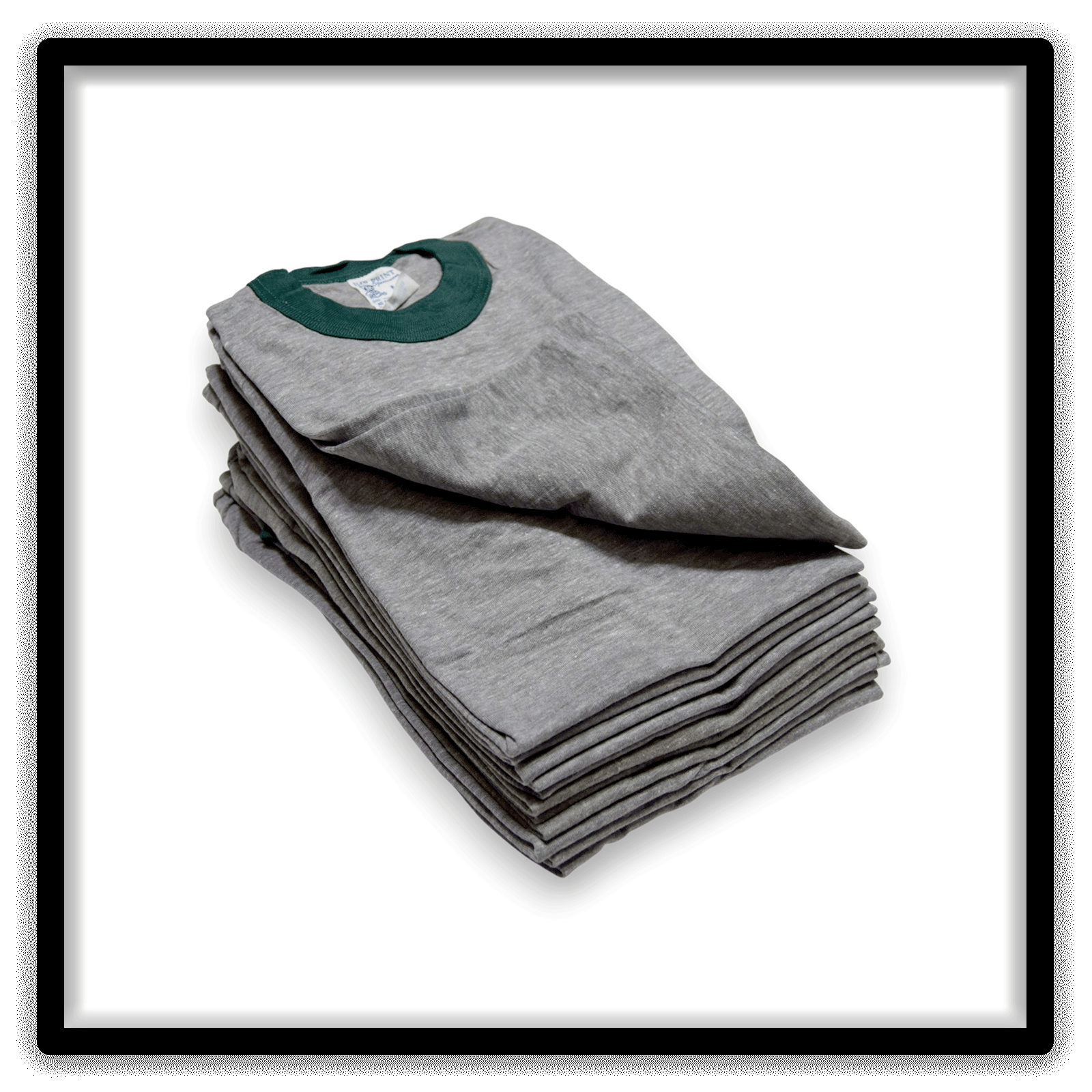 Printer's Dozen - 12 Vintage Ringer Blank T-Shirts - Heather Gray / Green / XL, angle alternate