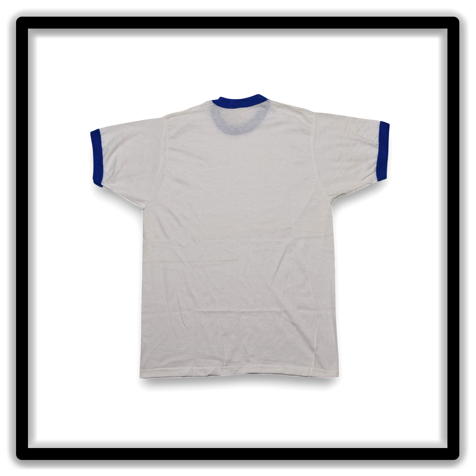 White / Blue Real Vintage Blanks ringer t-shirt, full back view