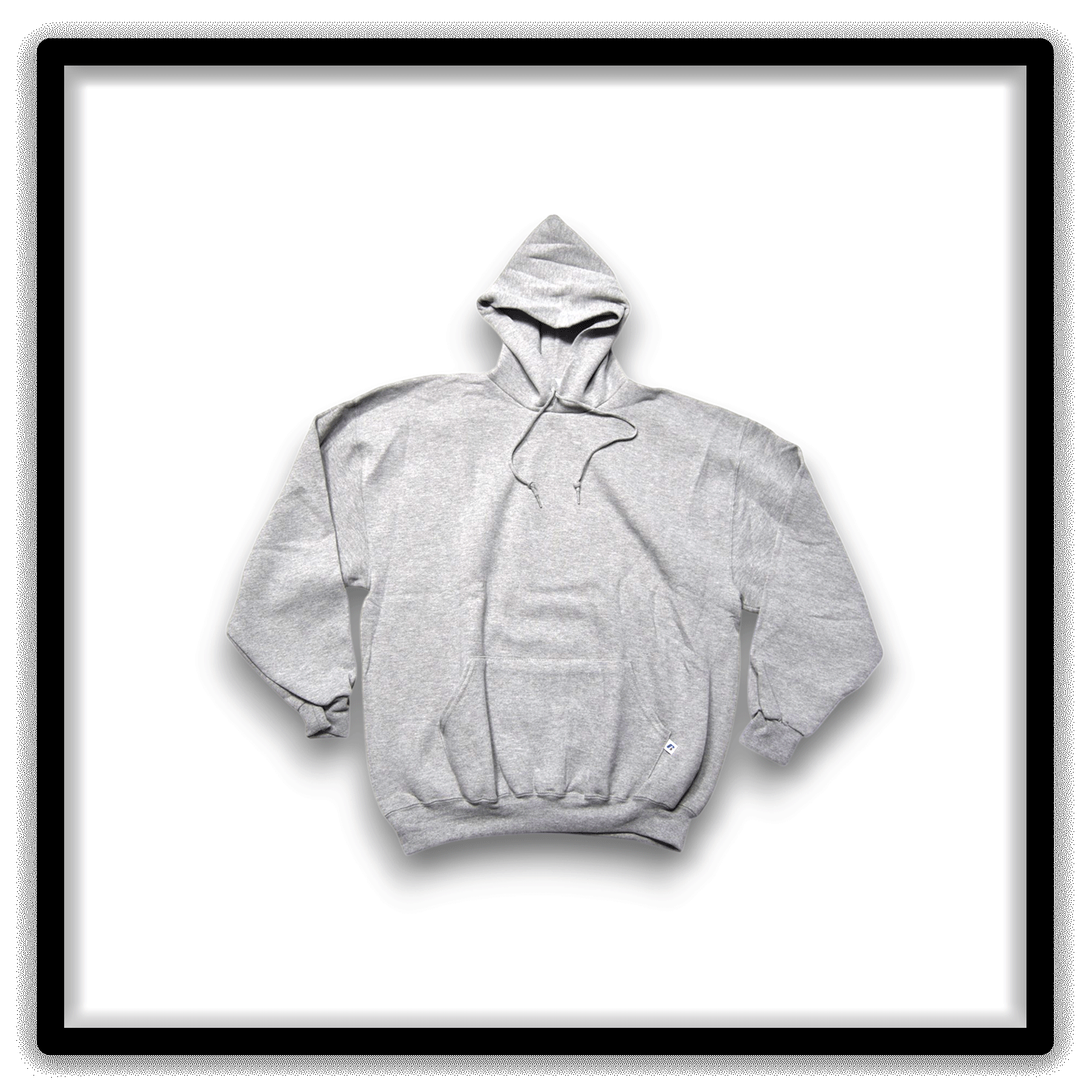 Vintage Russell Athletic heather gray blank hoodie, front view