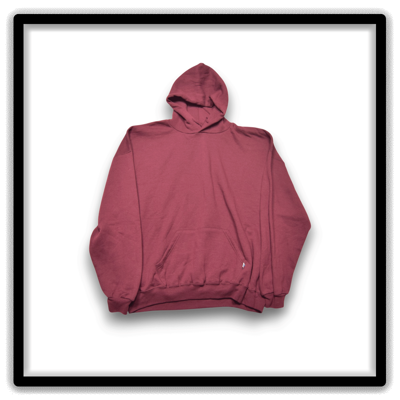 Vintage Russell Athletic maroon blank hoodie, front view