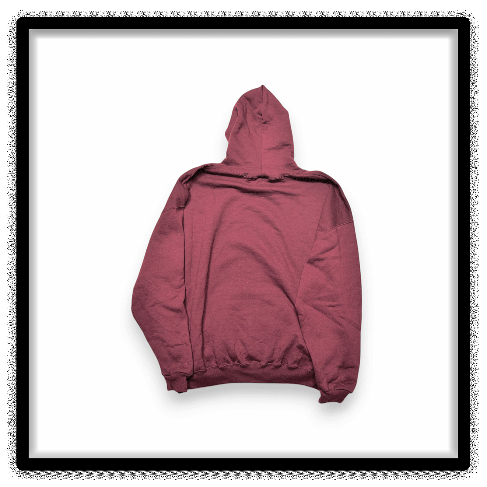 Vintage Russell Athletic maroon blank hoodie, back view