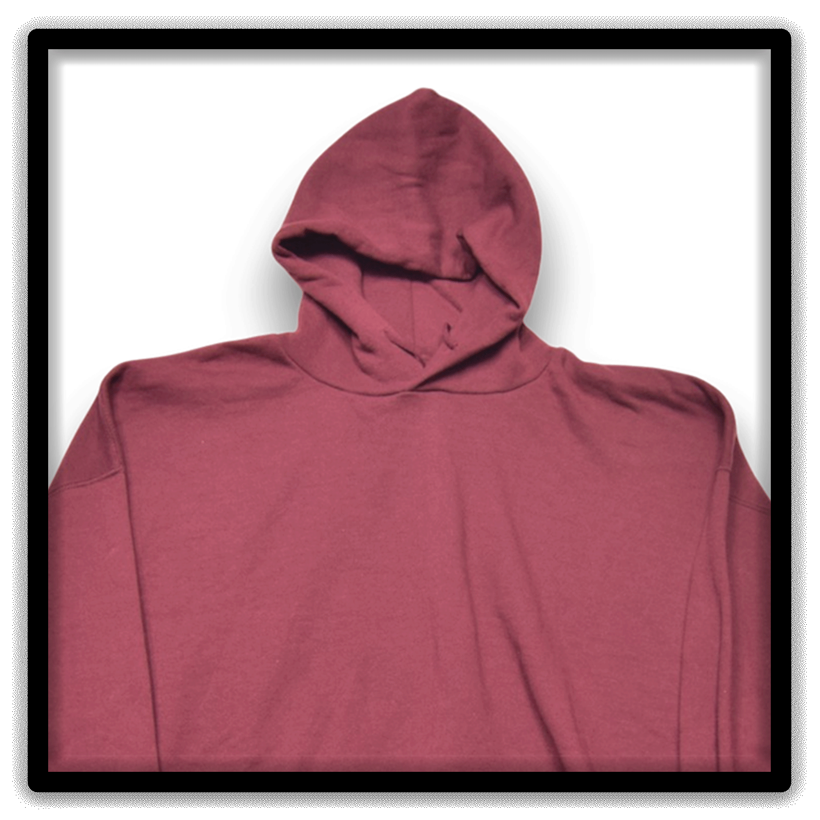 Vintage Russell Athletic maroon blank hoodie, hood detail