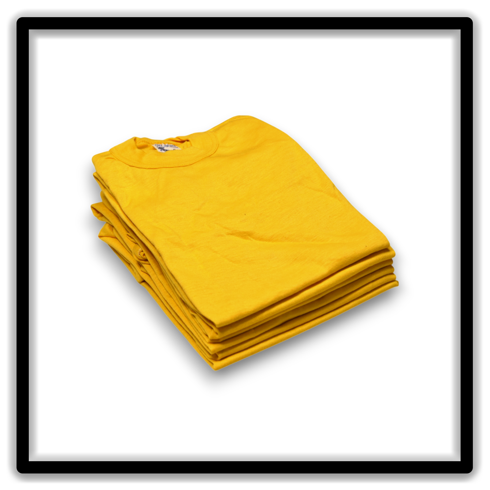 Real Vintage Blanks gold small single-stitch T-shirts Printer's Half-Dozen stack angle