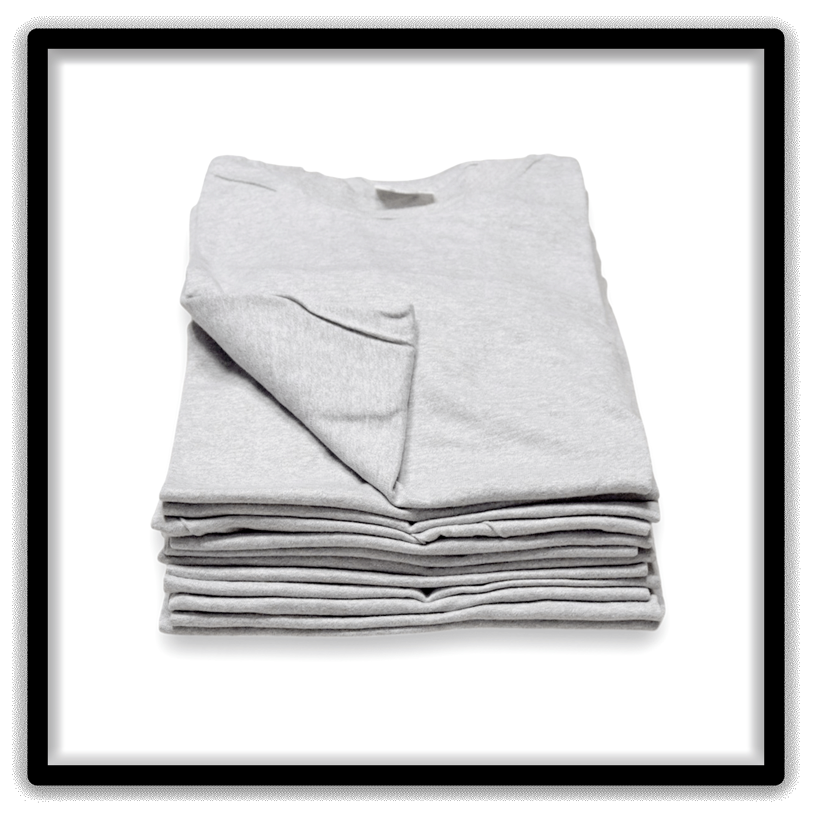 Printer's Dozen Heather Gray Medium vintage single-stitch blank T-shirts, stack front