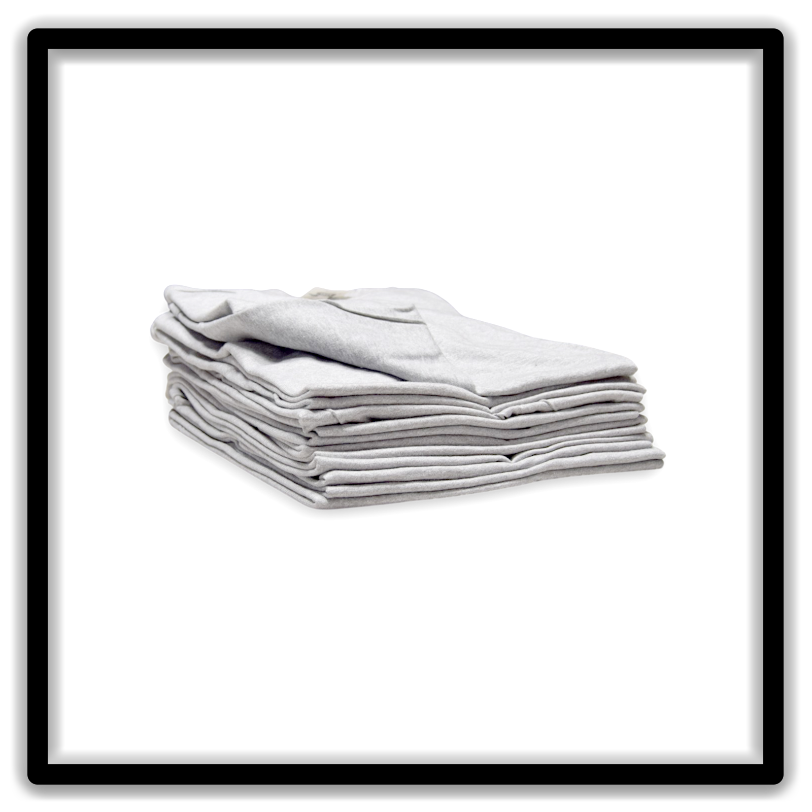 Printer's Dozen Heather Gray Medium vintage single-stitch blank T-shirts, stack angle alternate