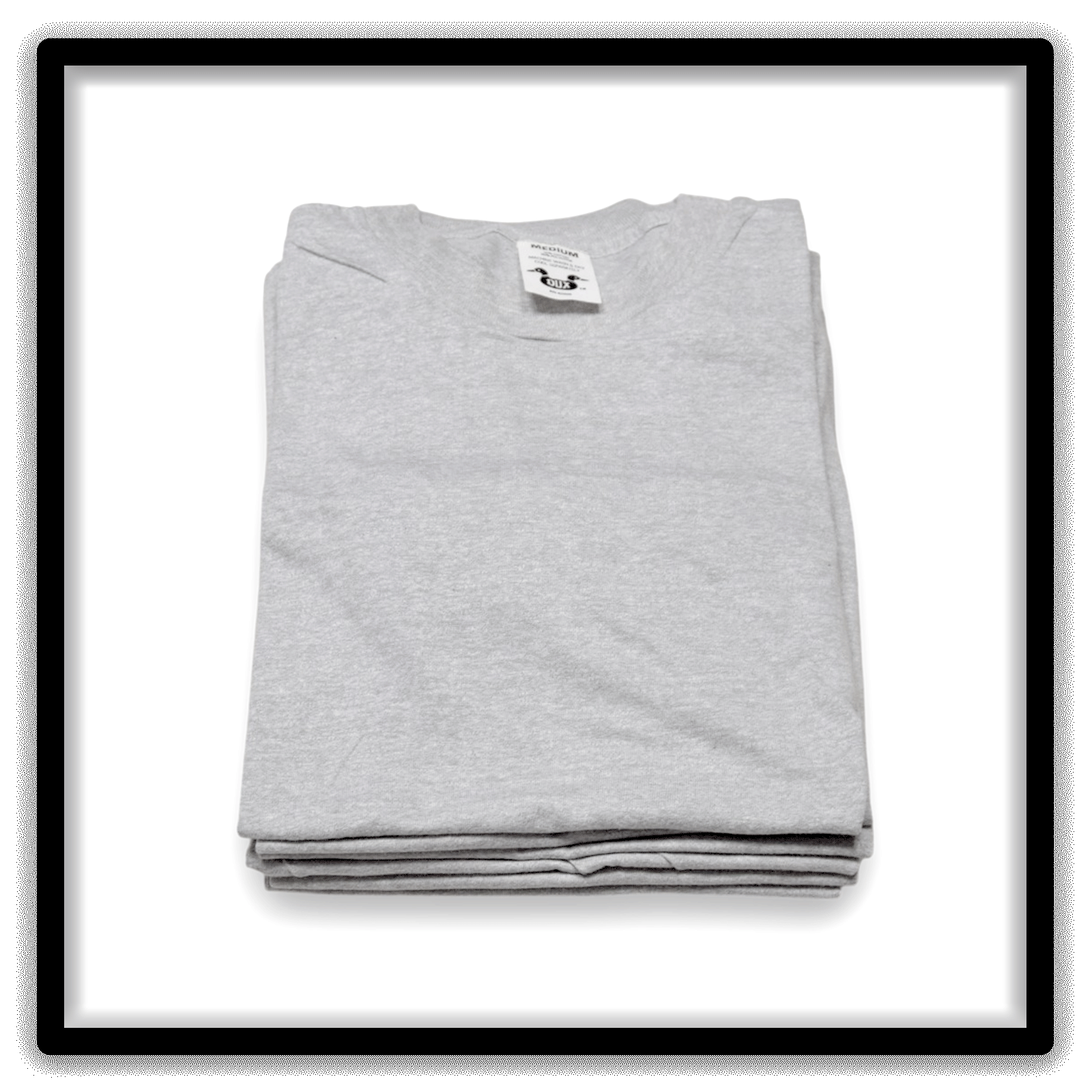 Printer's Dozen Heather Gray Medium vintage single-stitch blank T-shirts, stack vertical