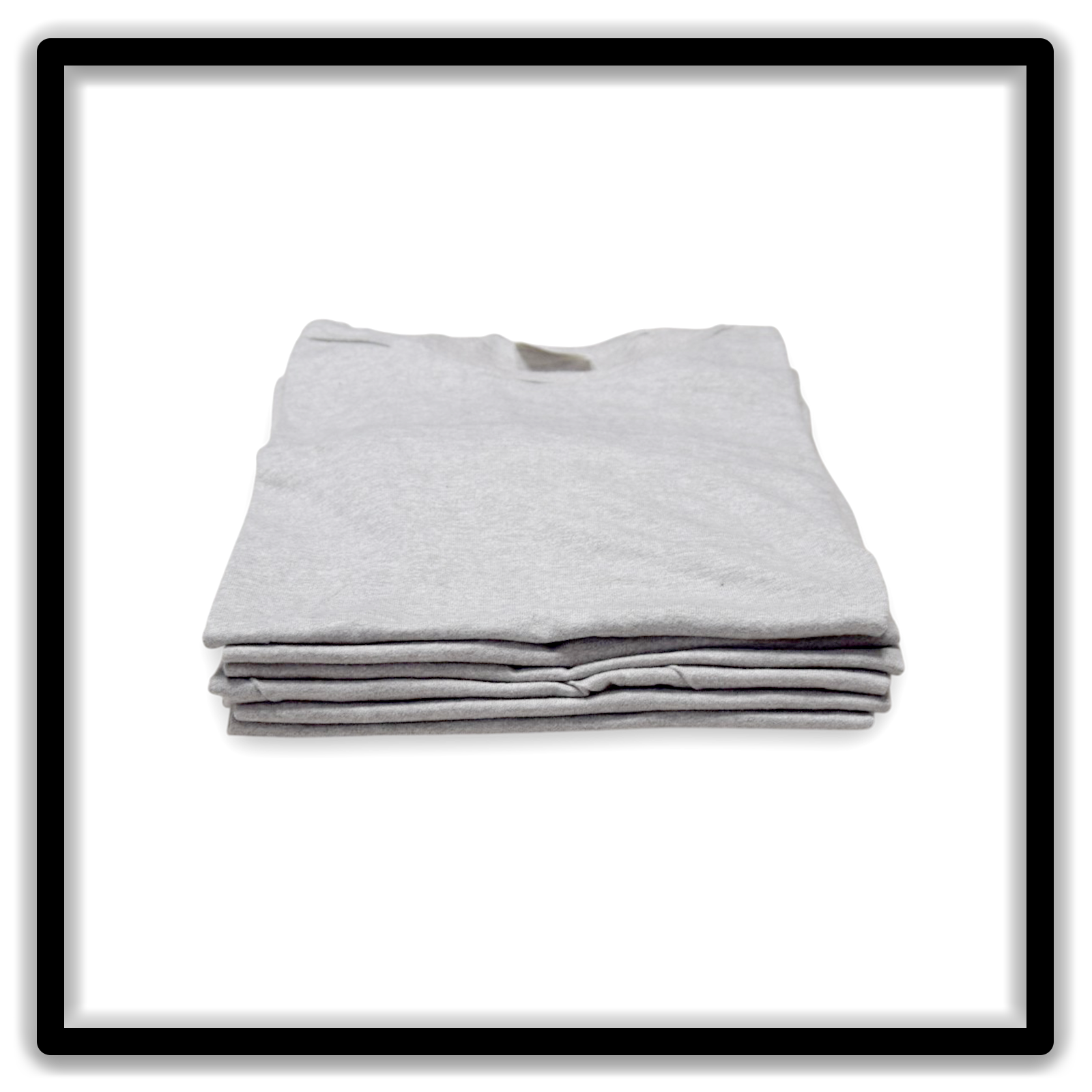 Printer's Dozen Heather Gray Medium vintage single-stitch blank T-shirts, stack front close