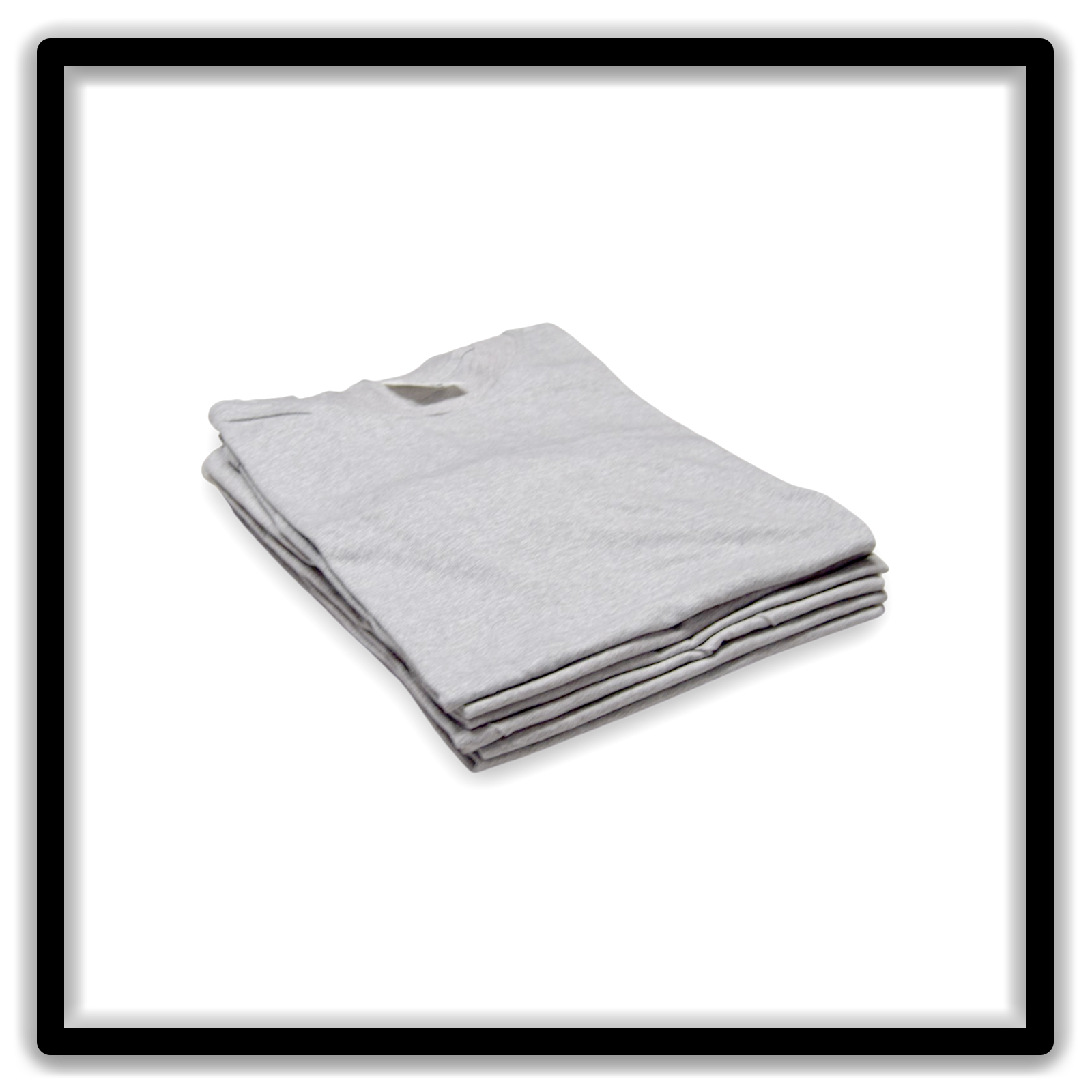 Printer's Half Dozen Heather Gray Medium vintage single-stitch blank T-shirts, stack angle
