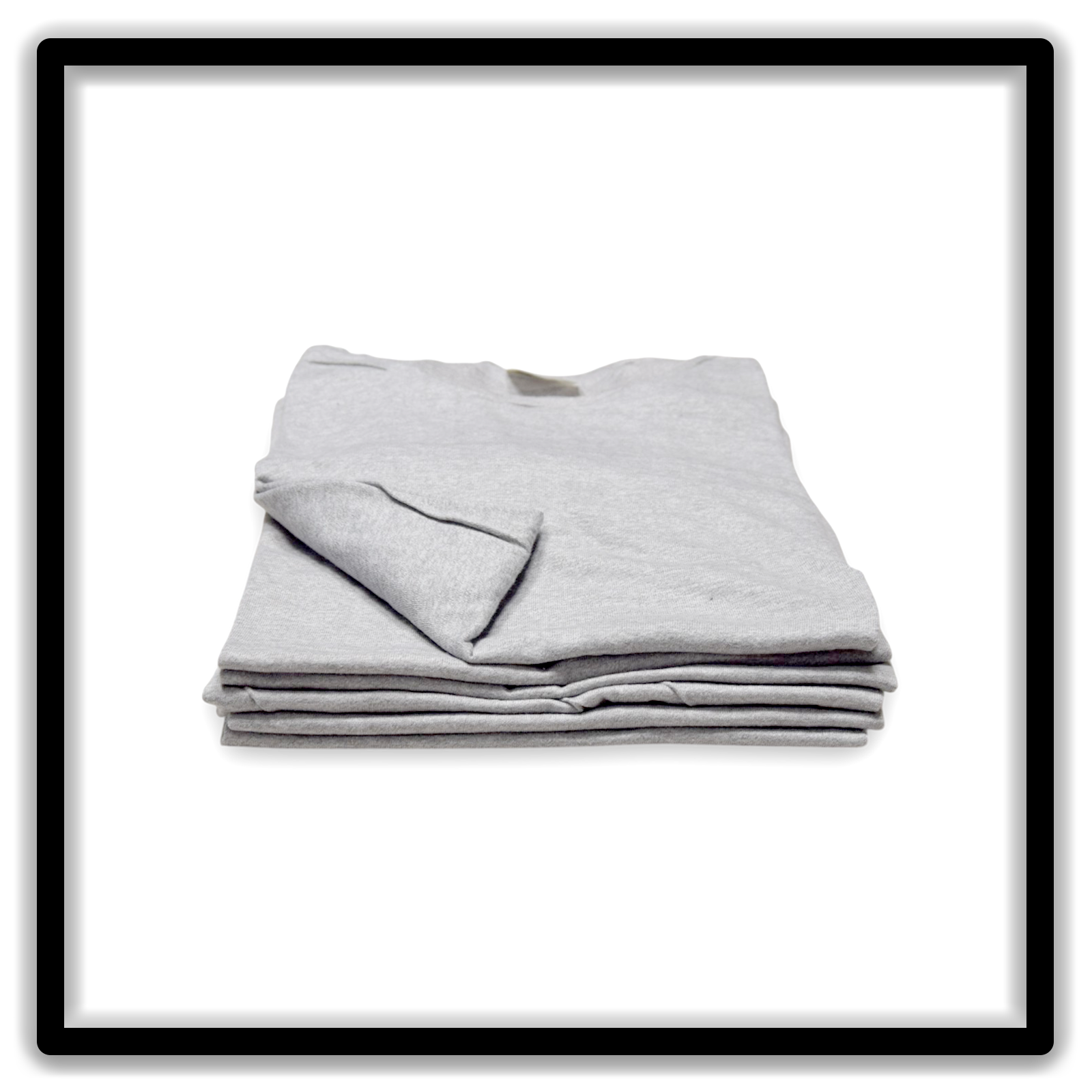 Printer's Half Dozen Heather Gray Medium vintage single-stitch blank T-shirts, stack front