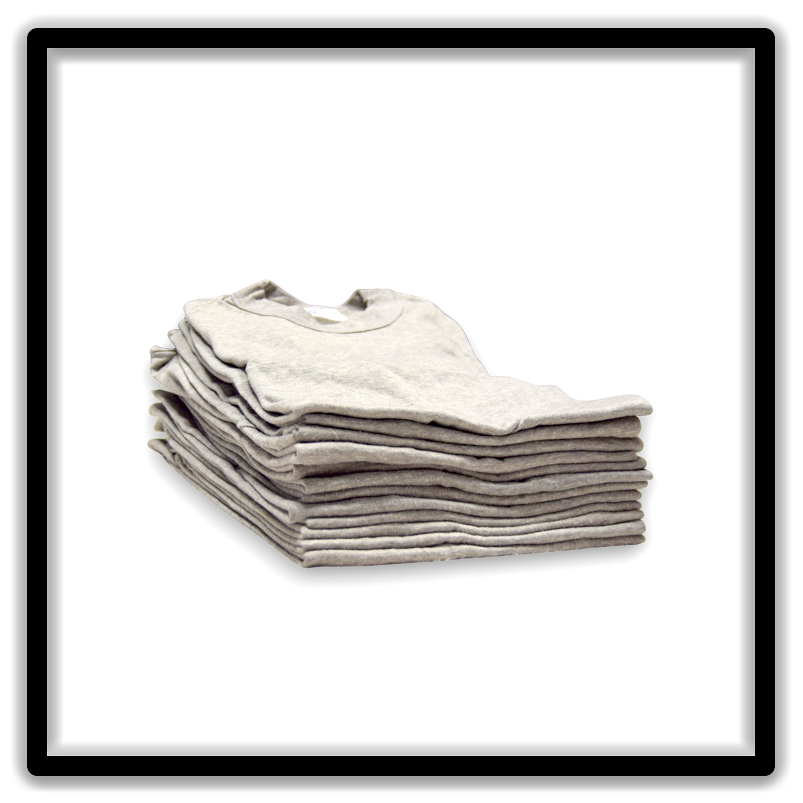 Printer's Dozen Heather Gray Small vintage single-stitch blank T-shirts, stack angle side