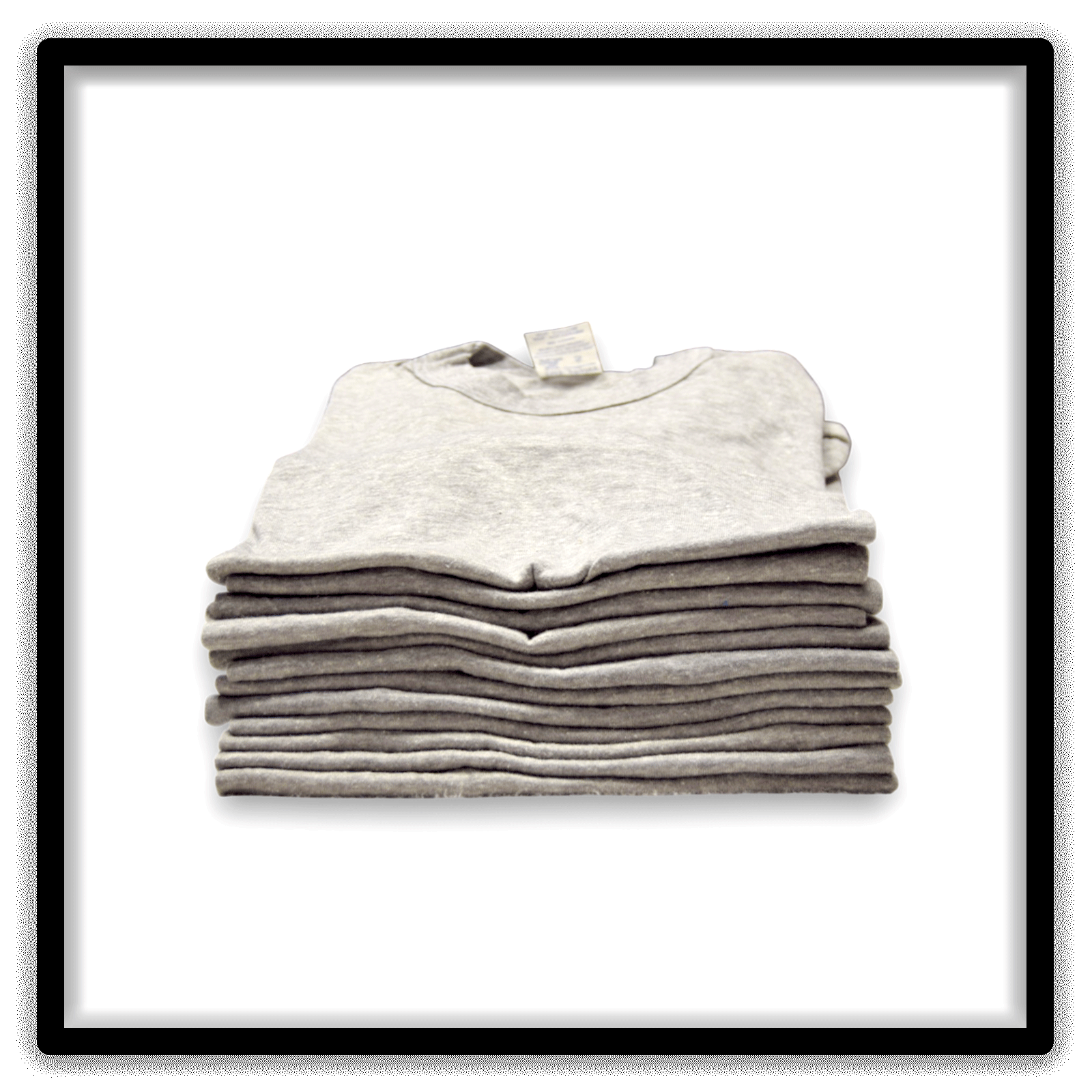 Printer's Dozen Heather Gray Small vintage single-stitch blank T-shirts, stack front alternate