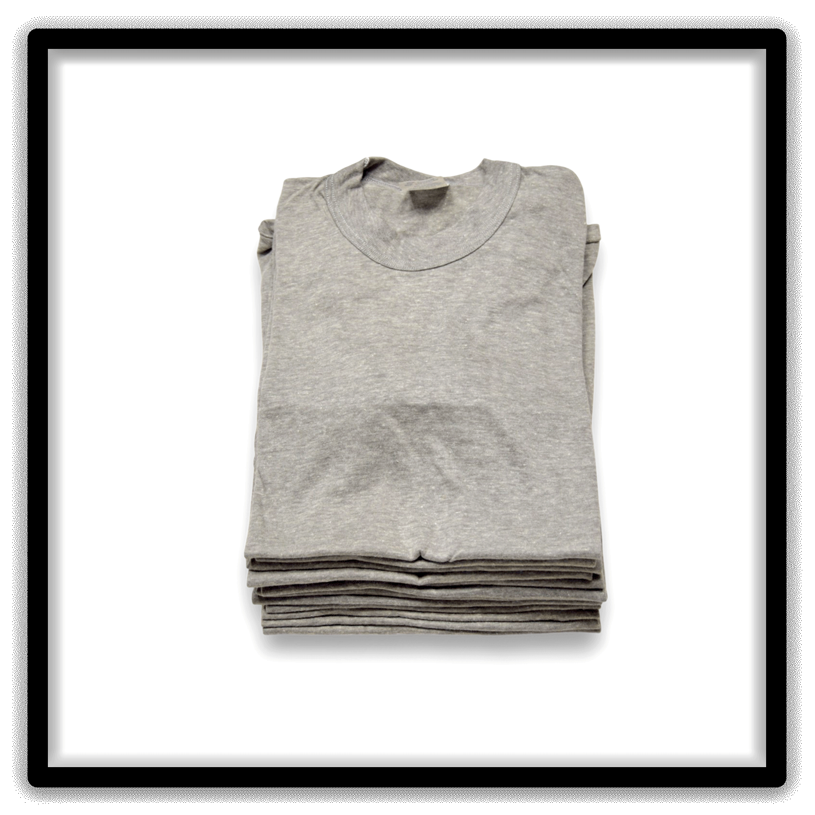 Printer's Dozen Heather Gray Small vintage single-stitch blank T-shirts, stack vertical