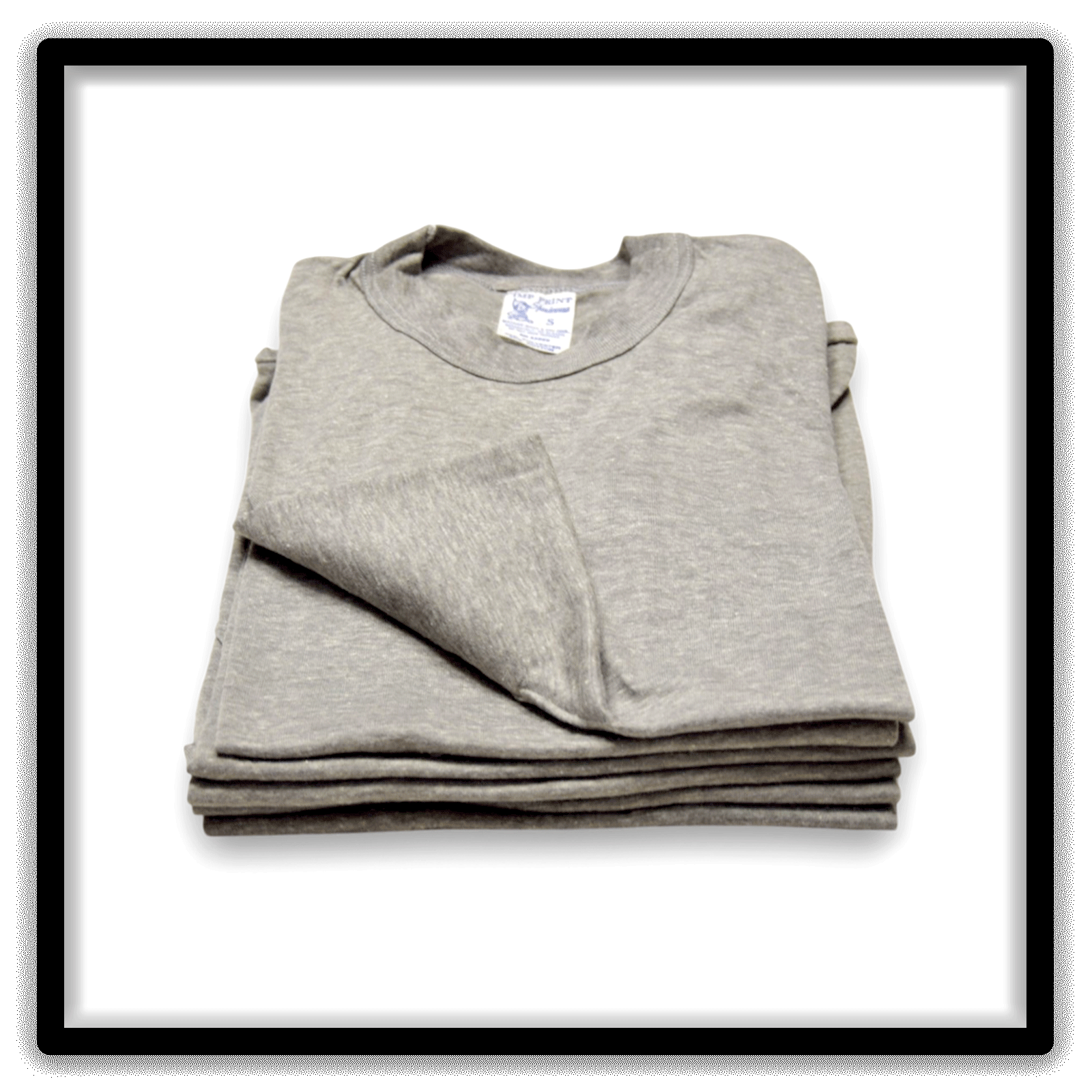 Printer's Half Dozen Heather Gray Small vintage single-stitch blank T-shirts, stack front