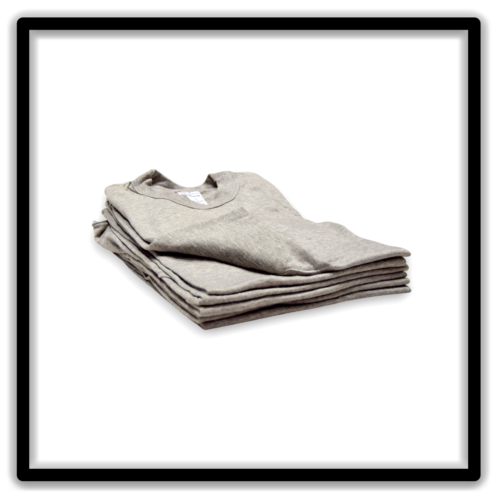 Printer's Half Dozen Heather Gray Small vintage single-stitch blank T-shirts, stack side angle