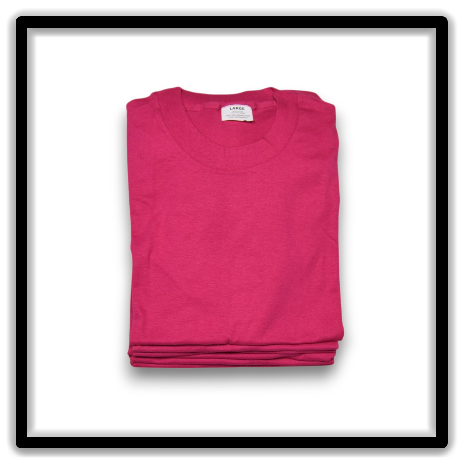 Real Vintage Blanks hot pink large single-stitch T-shirts folded front view