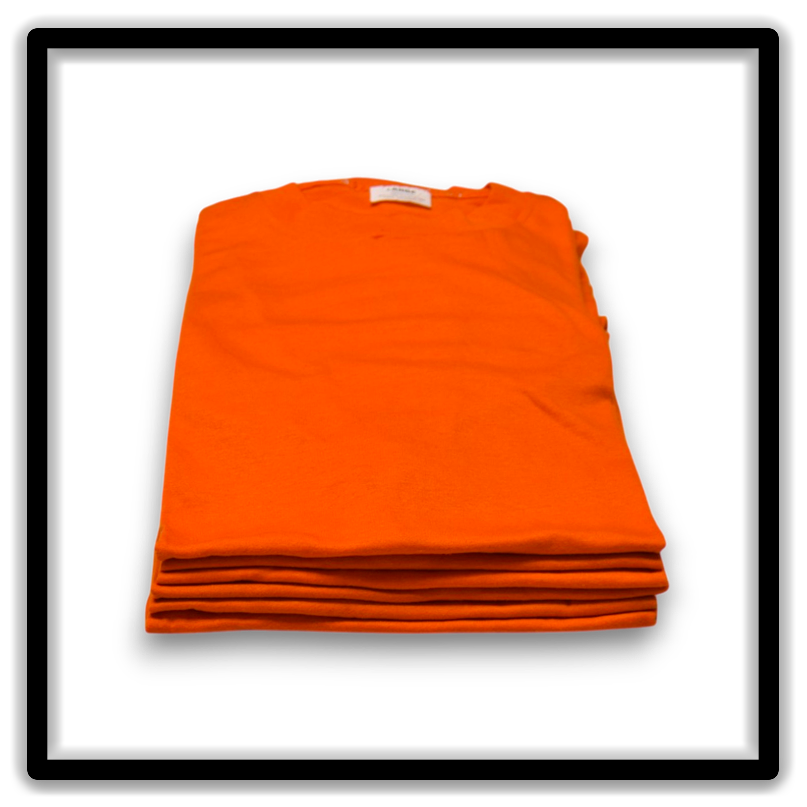 Printer's Half Dozen Orange Large vintage single-stitch blank T-shirts, stack front