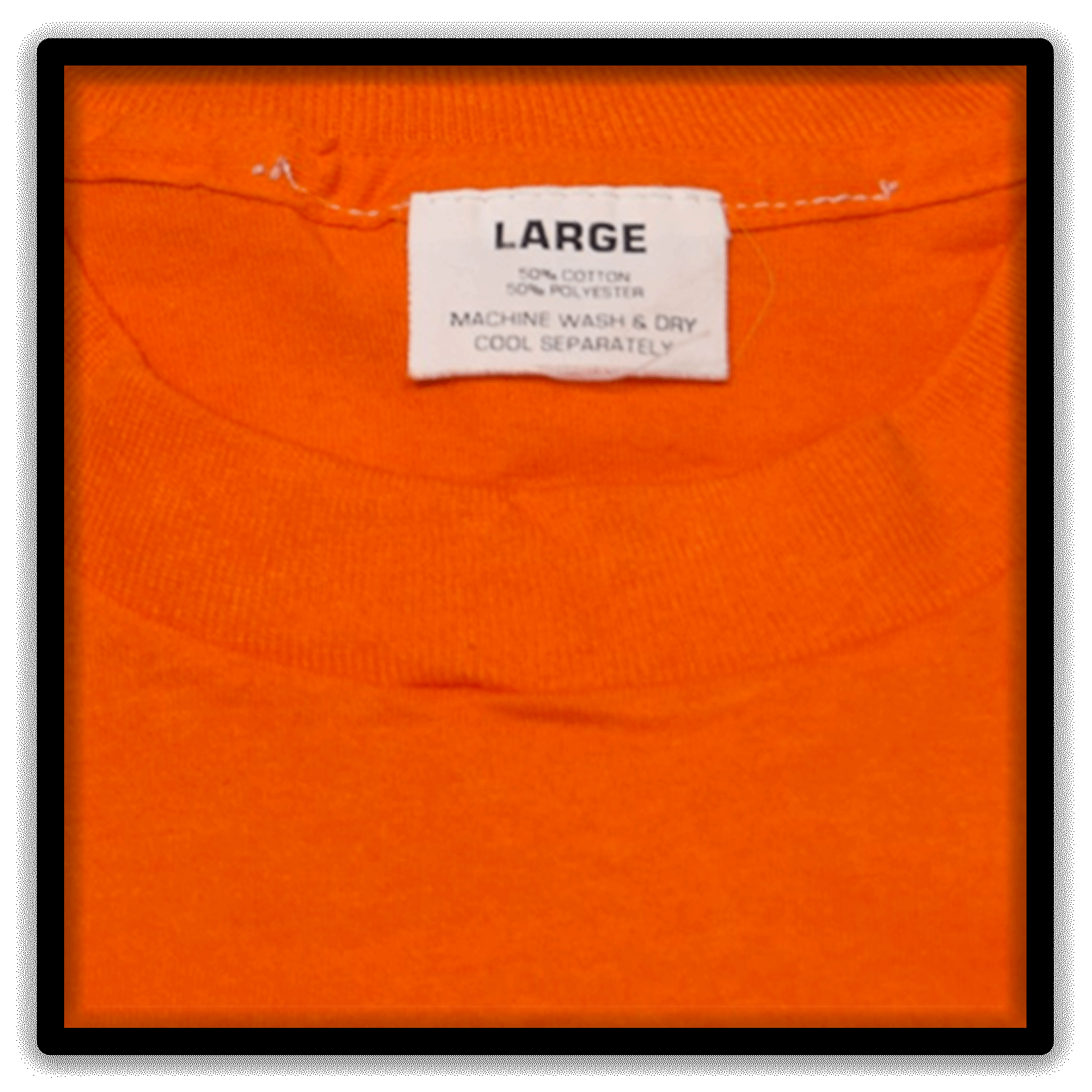 Printer's Half Dozen Orange Large vintage single-stitch blank T-shirts, tag detail