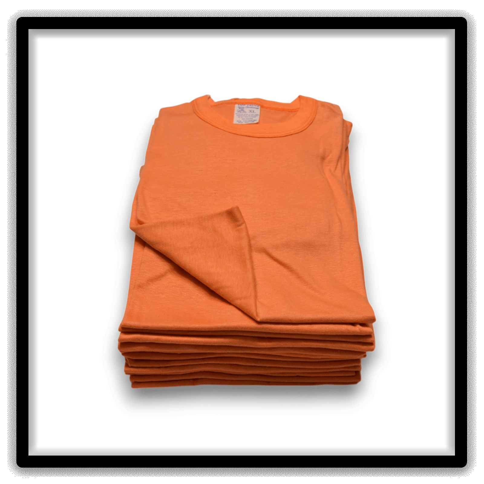 Printer's Dozen Orange XL vintage single-stitch blank T-shirts, stack front
