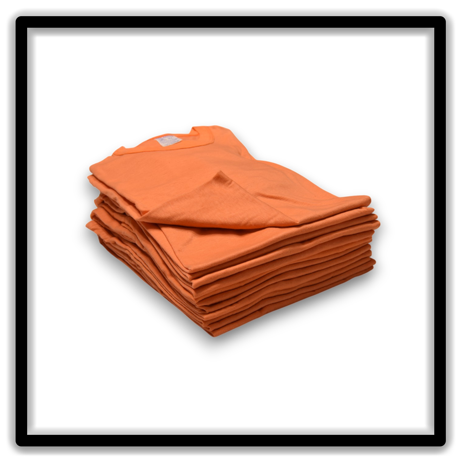 Printer's Dozen Orange XL vintage single-stitch blank T-shirts, stack angle alternate