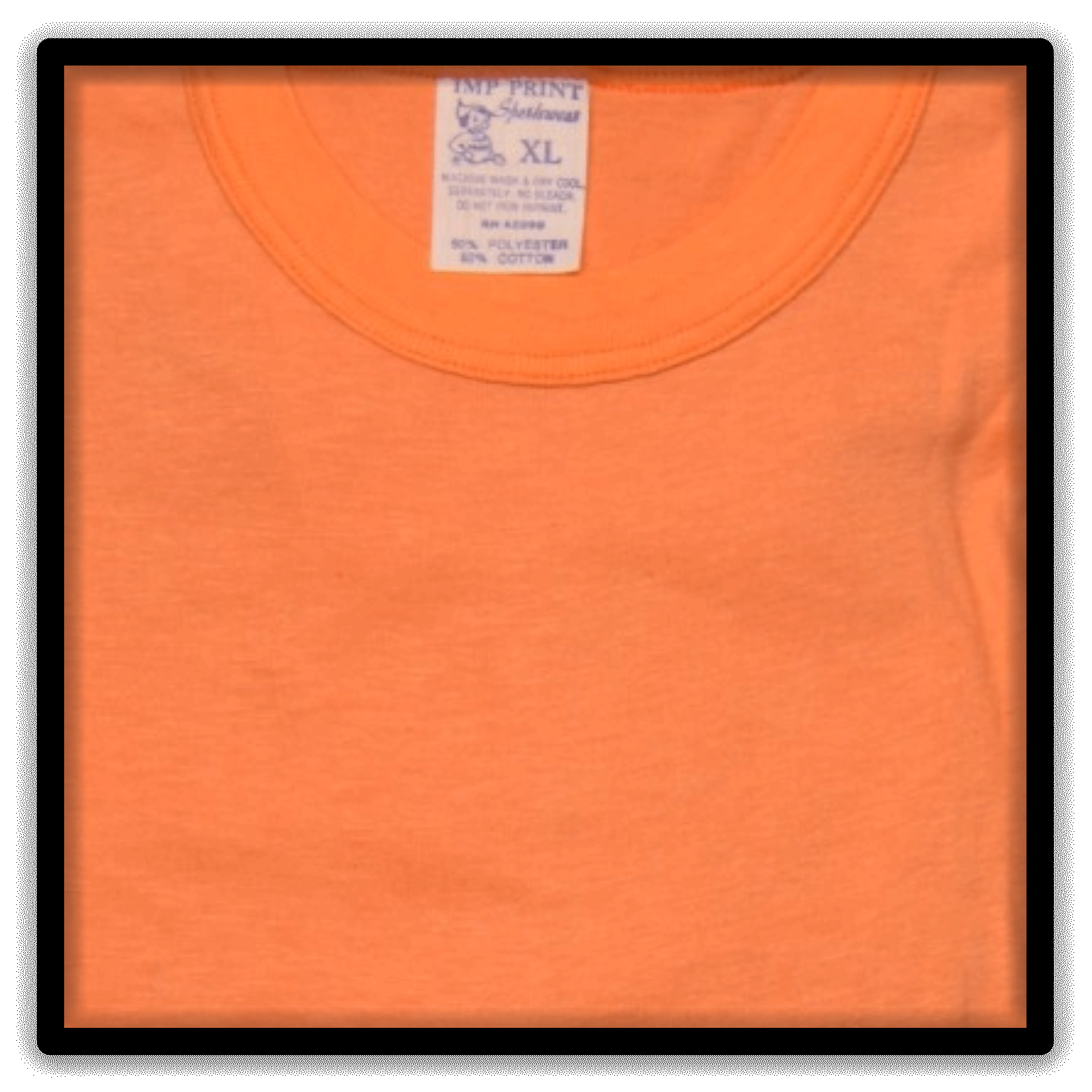 Printer's Dozen Orange XL vintage single-stitch blank T-shirts, tag detail