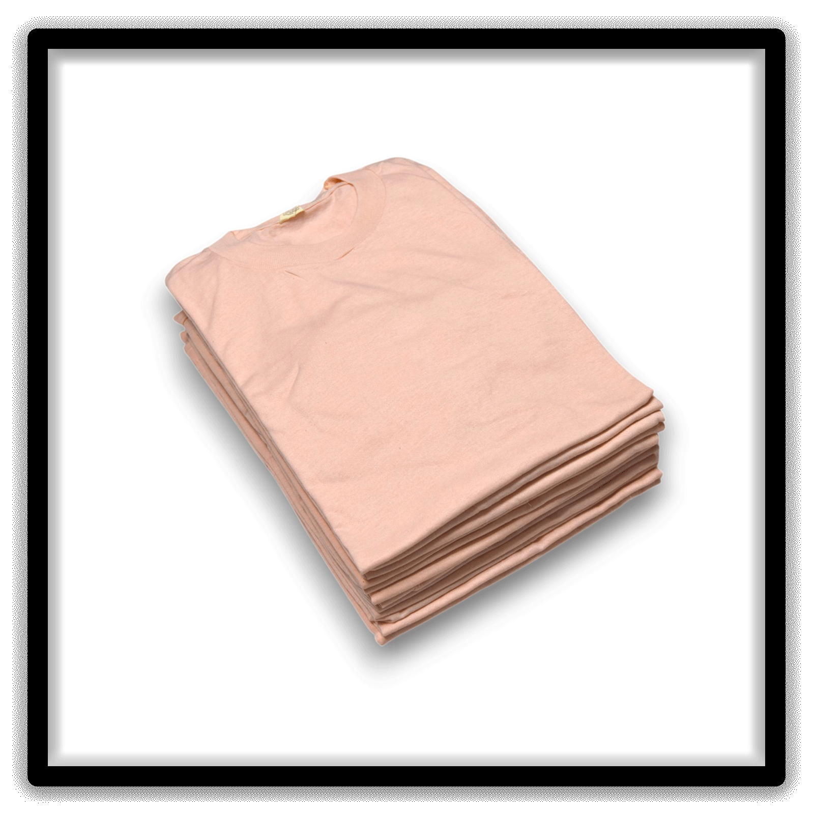 Printer's Dozen Pink Large vintage single-stitch blank T-shirts, stack angle alternate