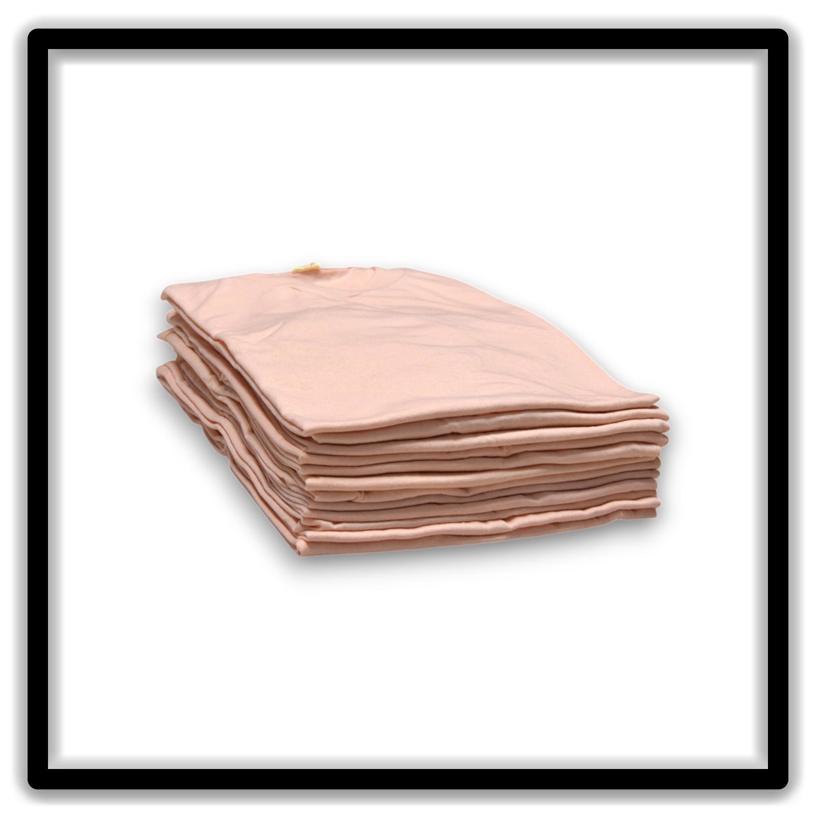 Printer's Dozen Pink Large vintage single-stitch blank T-shirts, stack side angle