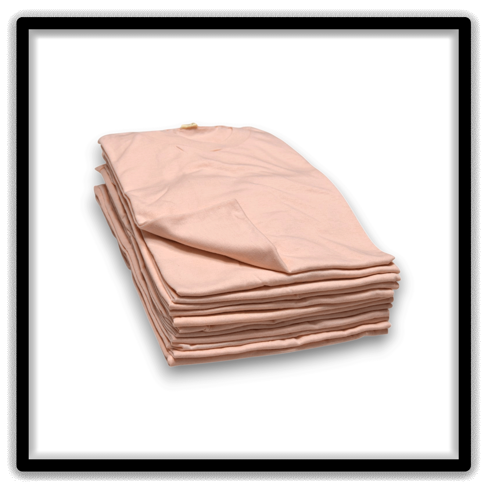 Printer's Dozen Pink Large vintage single-stitch blank T-shirts, lifted top angle
