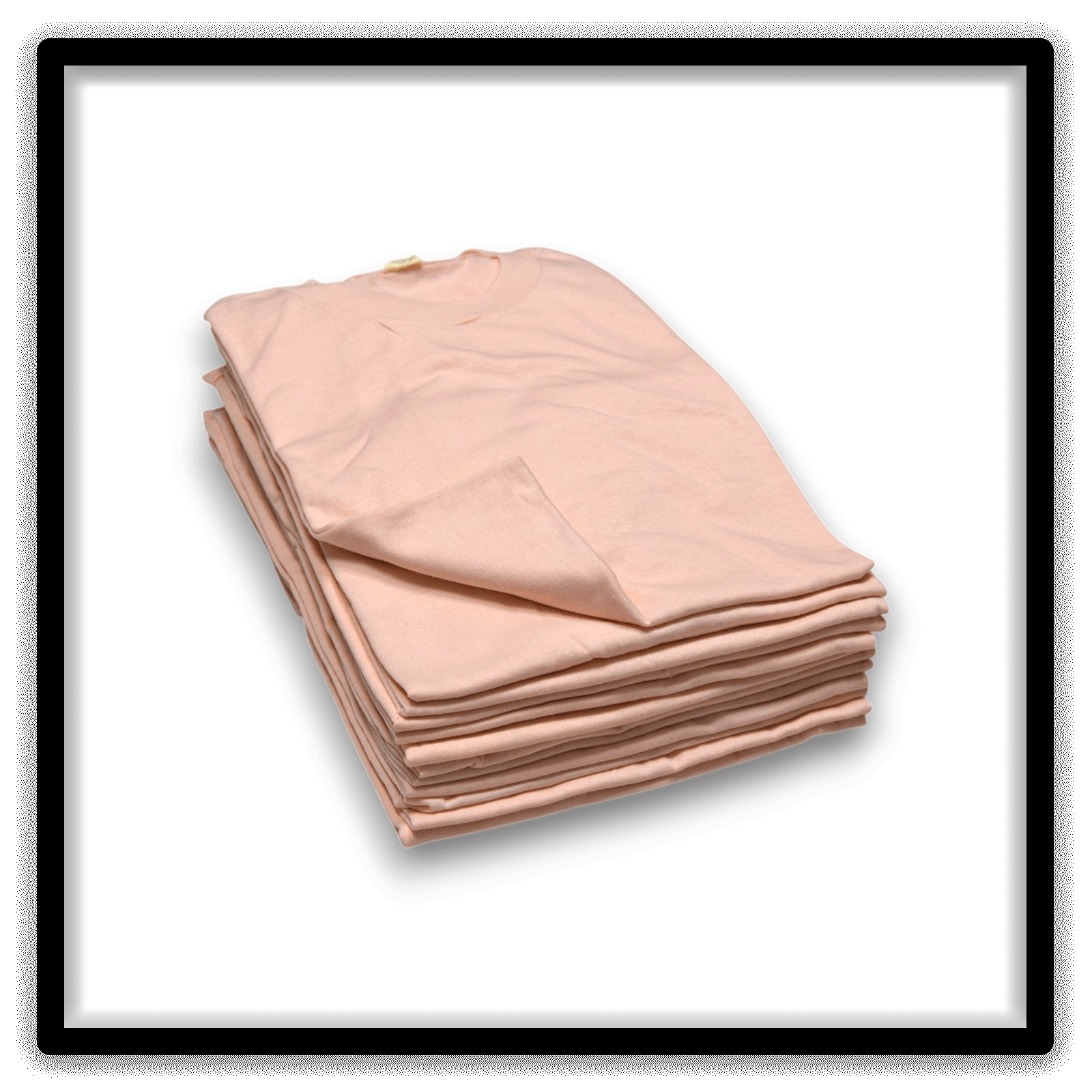 Printer's Dozen Pink Large vintage single-stitch blank T-shirts, lifted top angle alternate